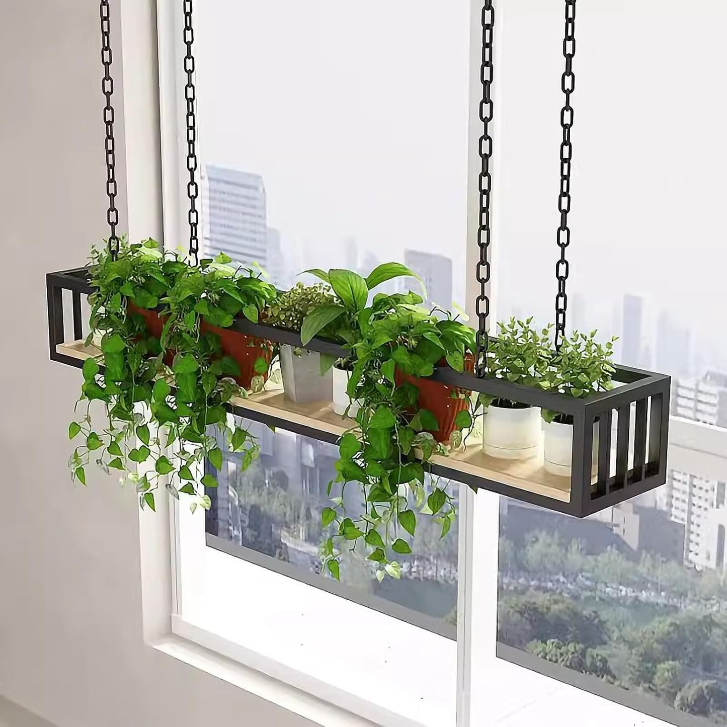 Adjustable Heavy Duty Ceiling Shelf for Plants & Pots – Floating Rack Stand for Home, Cafe, Flower Shop – 140cm Pot Holder for Indoor & Outdoor Use