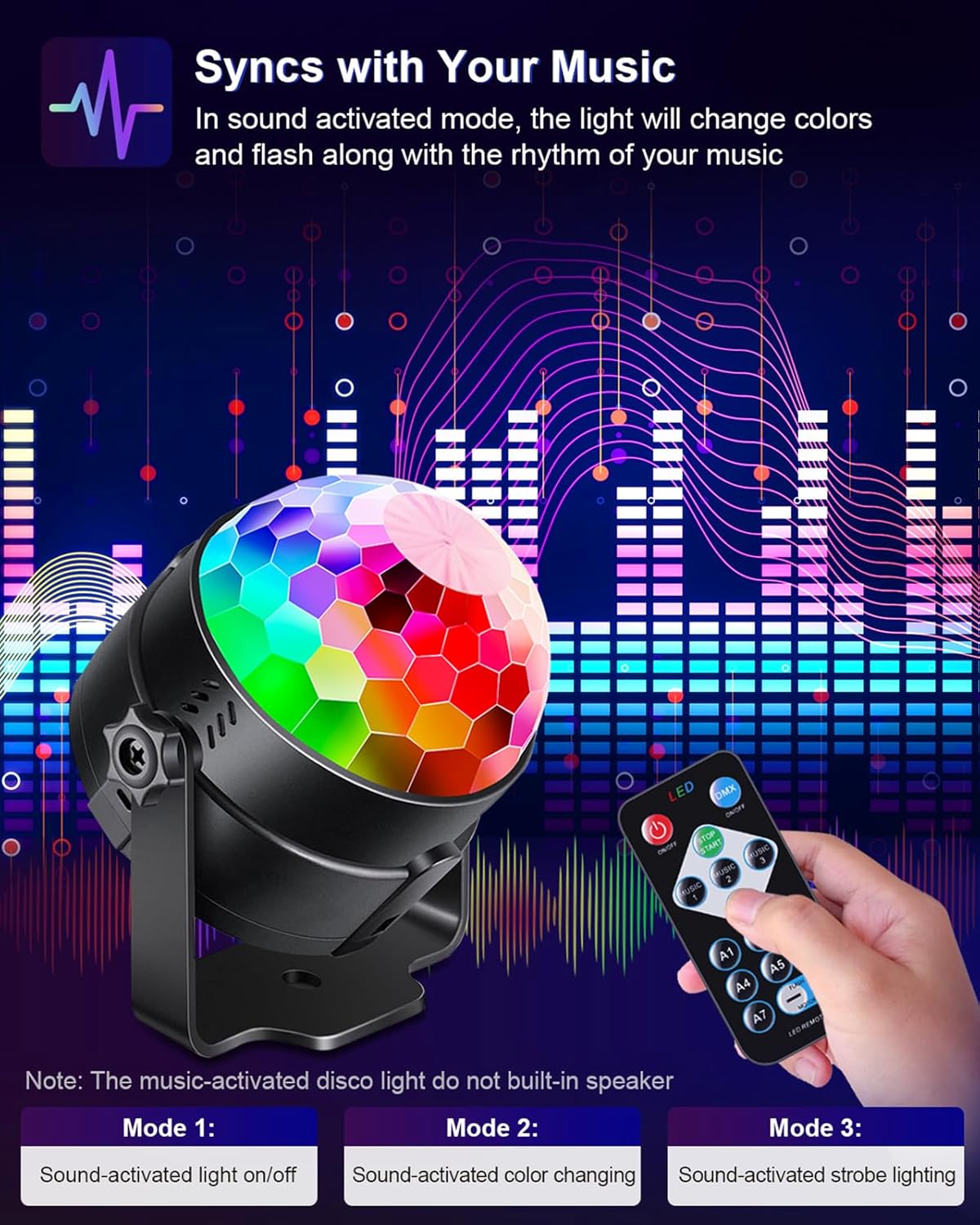 Luditek 2-Pack Sound Activated Party Lights with Remote Control, Disco