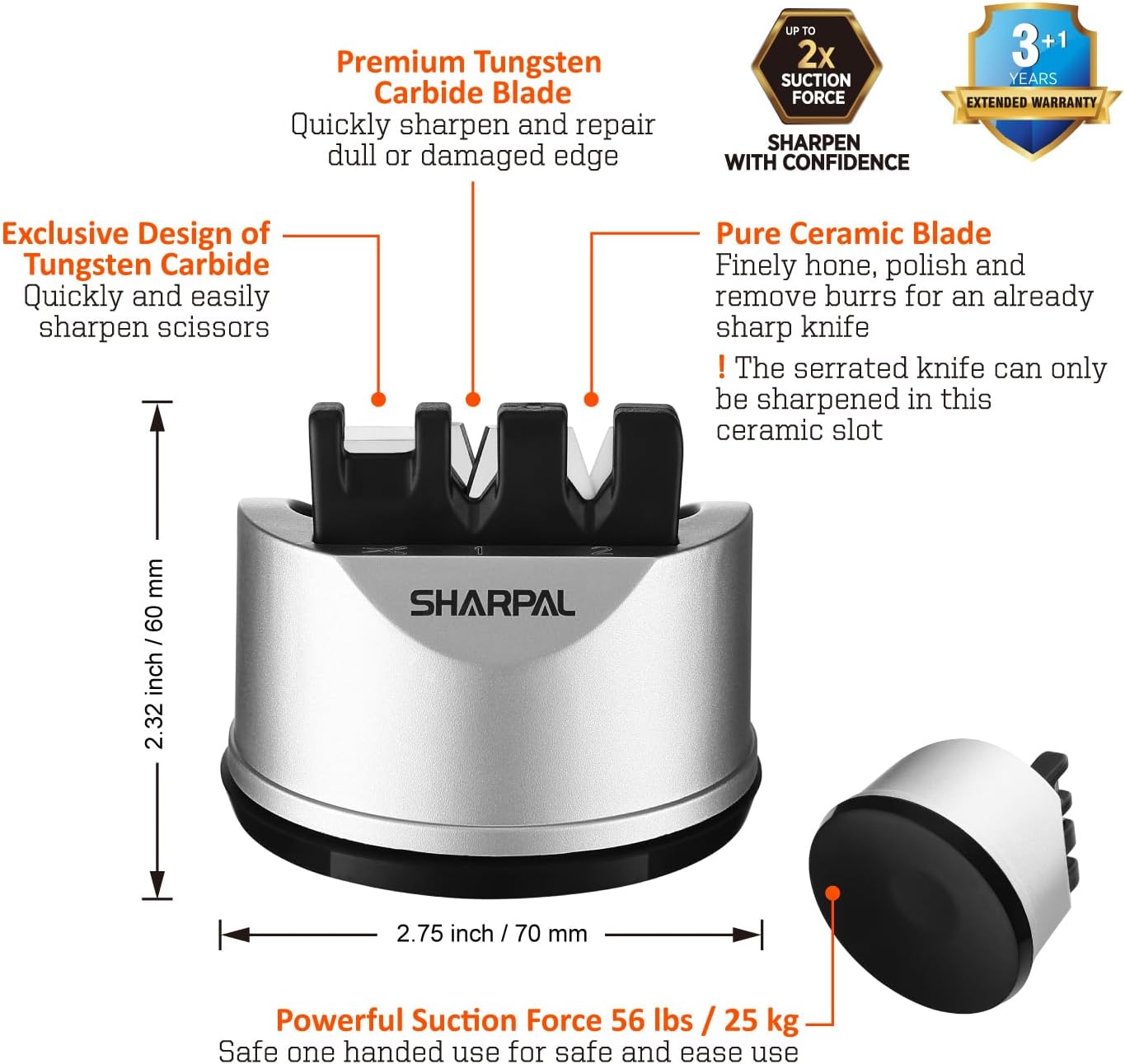 SHARPAL 191H Knife Scissors Sharpener | Repairs, Restores & Sharpens Straight, Serrated & Kitchen Knives – Versatile Sharpening Tool for Blades