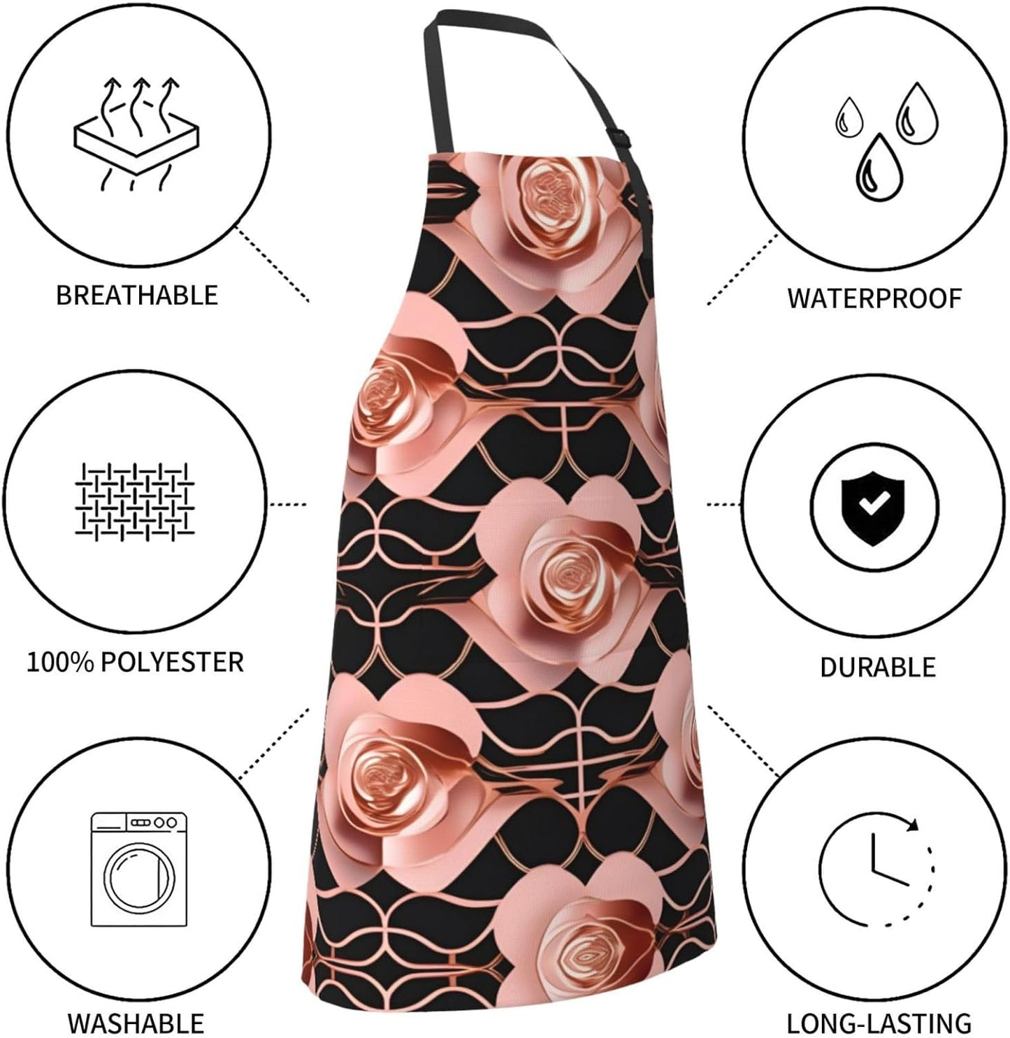 Rose Gold Pattern Backgrounds print Waterproof chef's apron with pocket apron for kitchen cooking baking barbecue and gardening