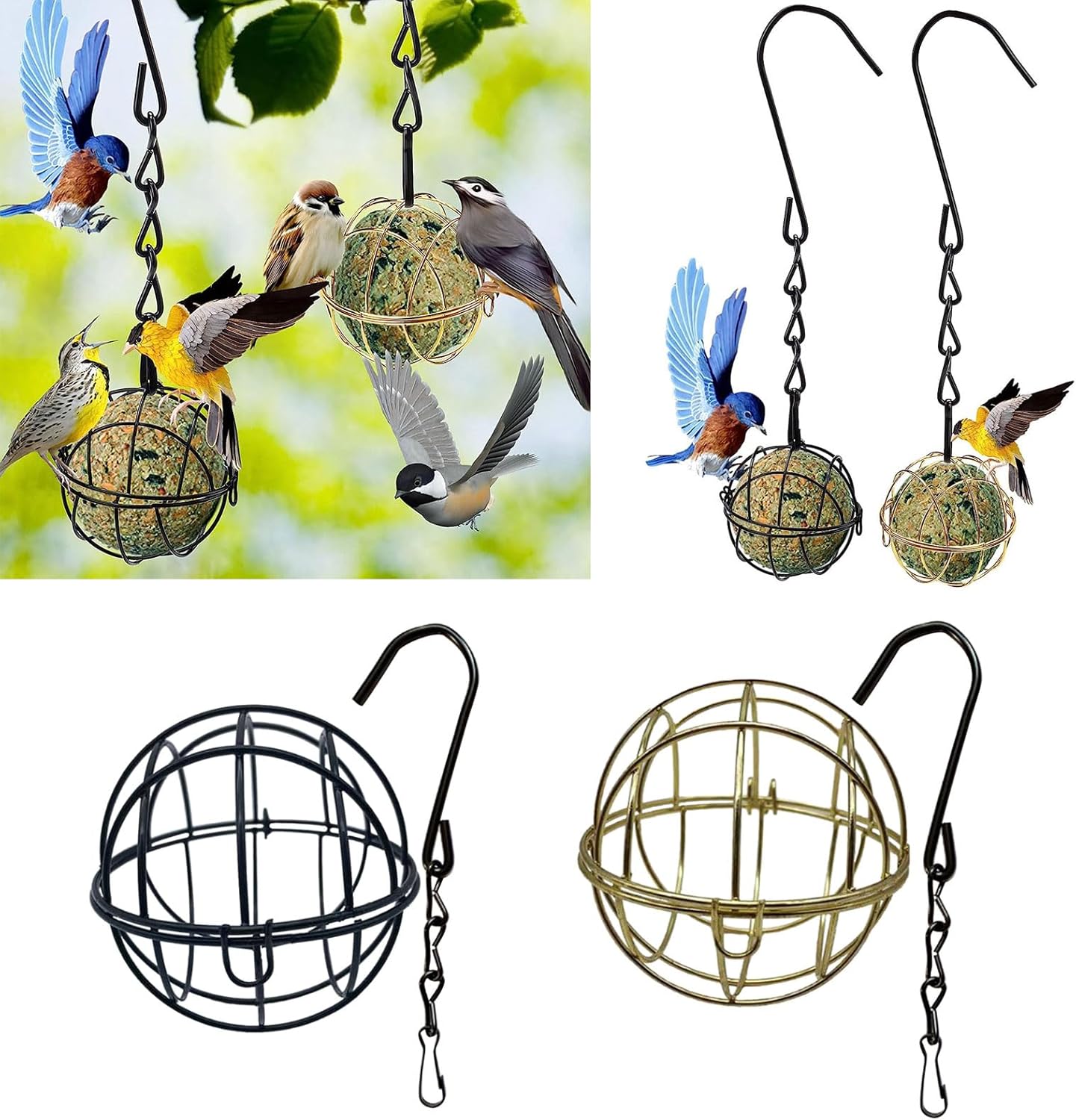 Iron Bird Feeder for Outdoor Hanging Large Capacity Wild Bird Feeder S