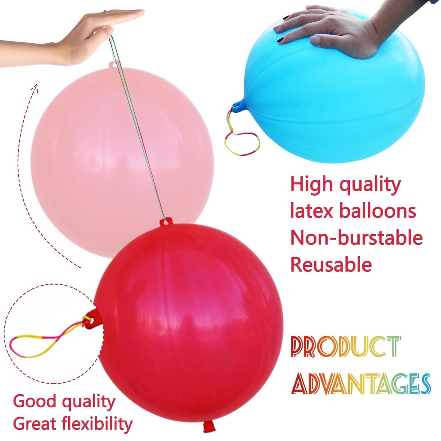 30Pcs Punch Balloons, Thickened Neon Punching Balloon Heavy Duty Party