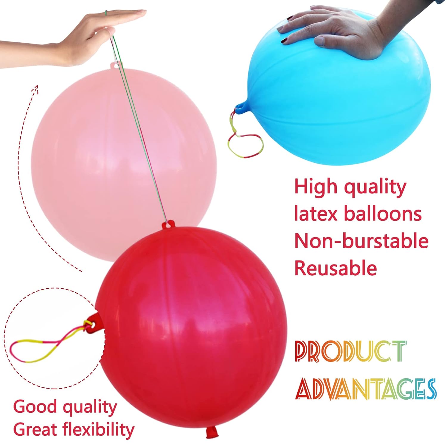 30Pcs Punch Balloons, Thickened Neon Punching Balloon Heavy Duty Party
