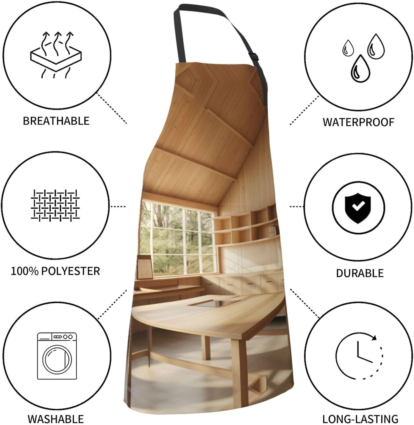 Stall Wooden print Waterproof apron with pocket adjustable cooking apron for adult kitchen bibs to bake