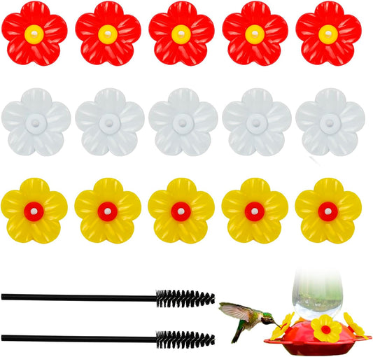 30Pcs Hummingbird Feeder Parts,Cleaning Brush Hummingbird Feeder for Hanging Feeding Hummingbird Outdoors, 3 Colors (White, Yellow, Red)
