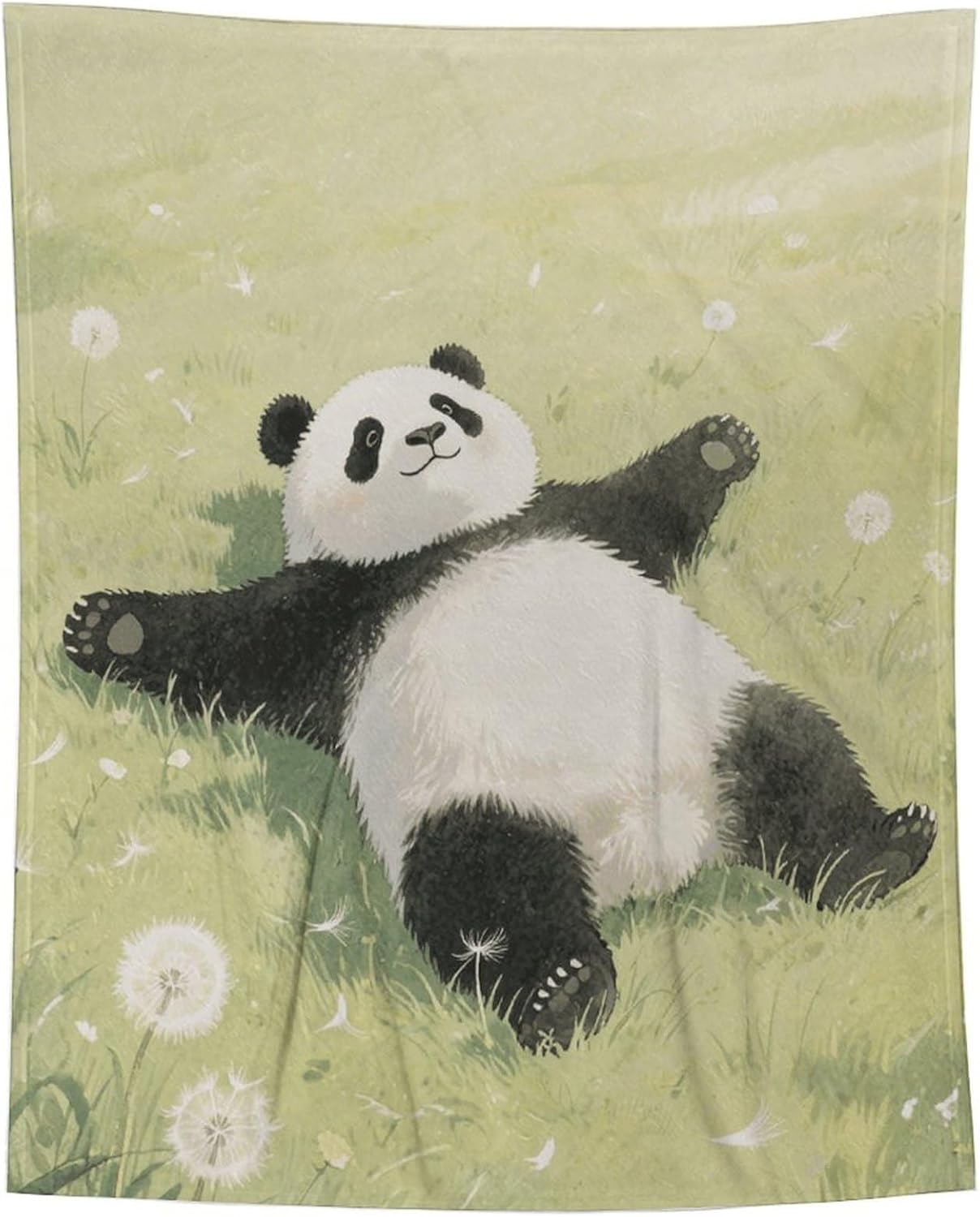 Custom Panda Lying on The Lawn Flannel Fleece Throw Blanket 30x40 Inch Soft Cozy Throws for Couch Sofa Bed Farmhouse Blankets Comfort Decorative Bedtime Blanket Lightweight All Season Easy Care