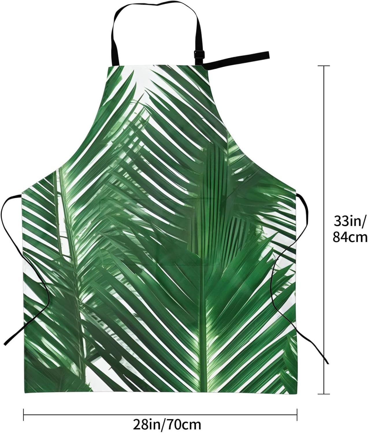 YANYU Green Palm Leaf Print 28x33 In Kitchen Apron Stylish Chef Apron 