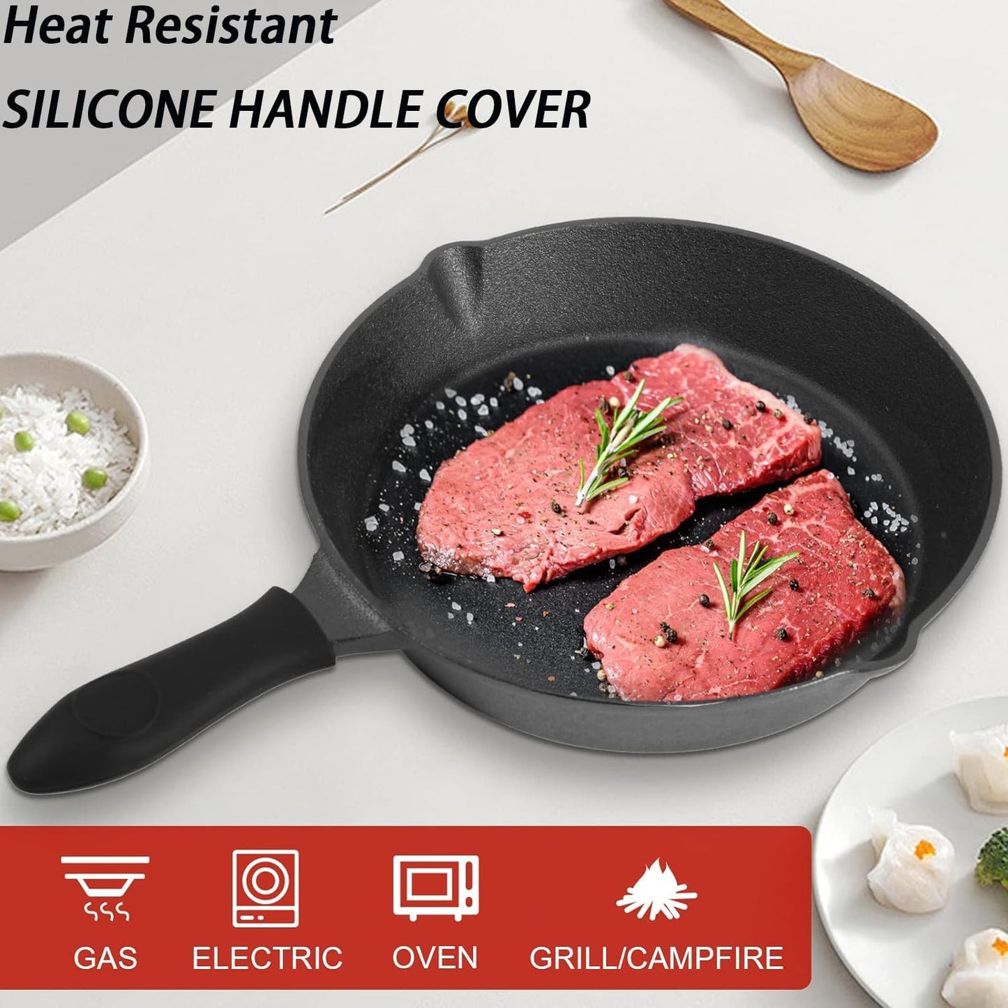 Pre-Seasoned Cast Iron Skillet Set - 3 Piece Frying Pan With Heat-Resi