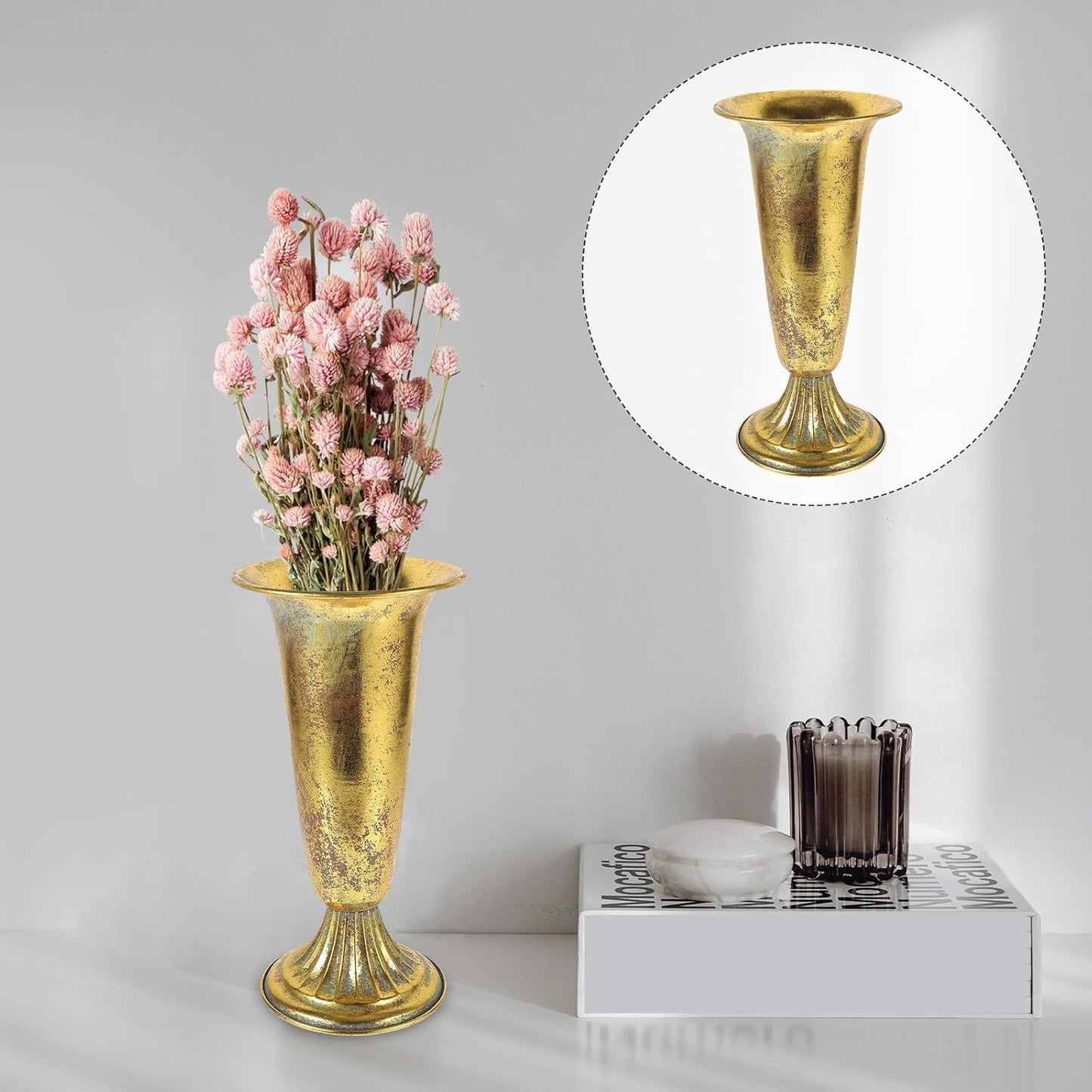 Vintage Metal Flower Pot Retro Iron Planter Rustic Wedding Table Vase Home Desktop and Office Decoration Floral Arrangement Container