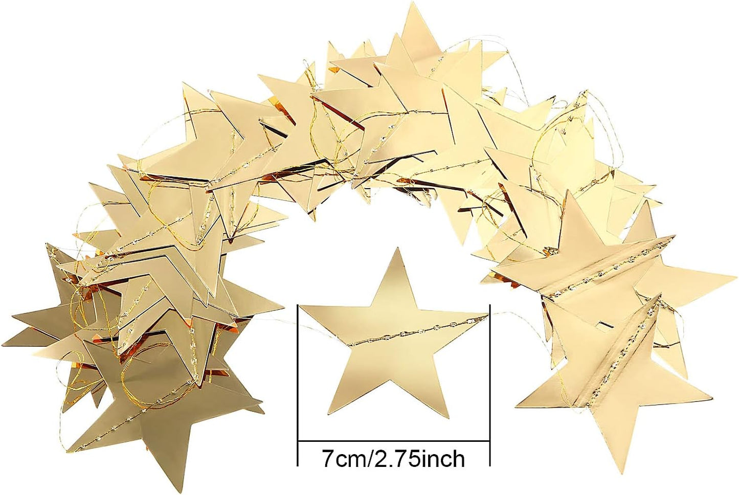 Patelai Glitter Star Garland Banner 2026 Graduation Decor 130 Feet Star Hanging Banner Twinkle Backdrop for Party Birthday Classroom Wedding Supplies(Gold)