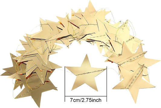 Patelai Glitter Star Garland Banner 2026 Graduation Decor 130 Feet Star Hanging Banner Twinkle Backdrop for Party Birthday Classroom Wedding Supplies(Gold)