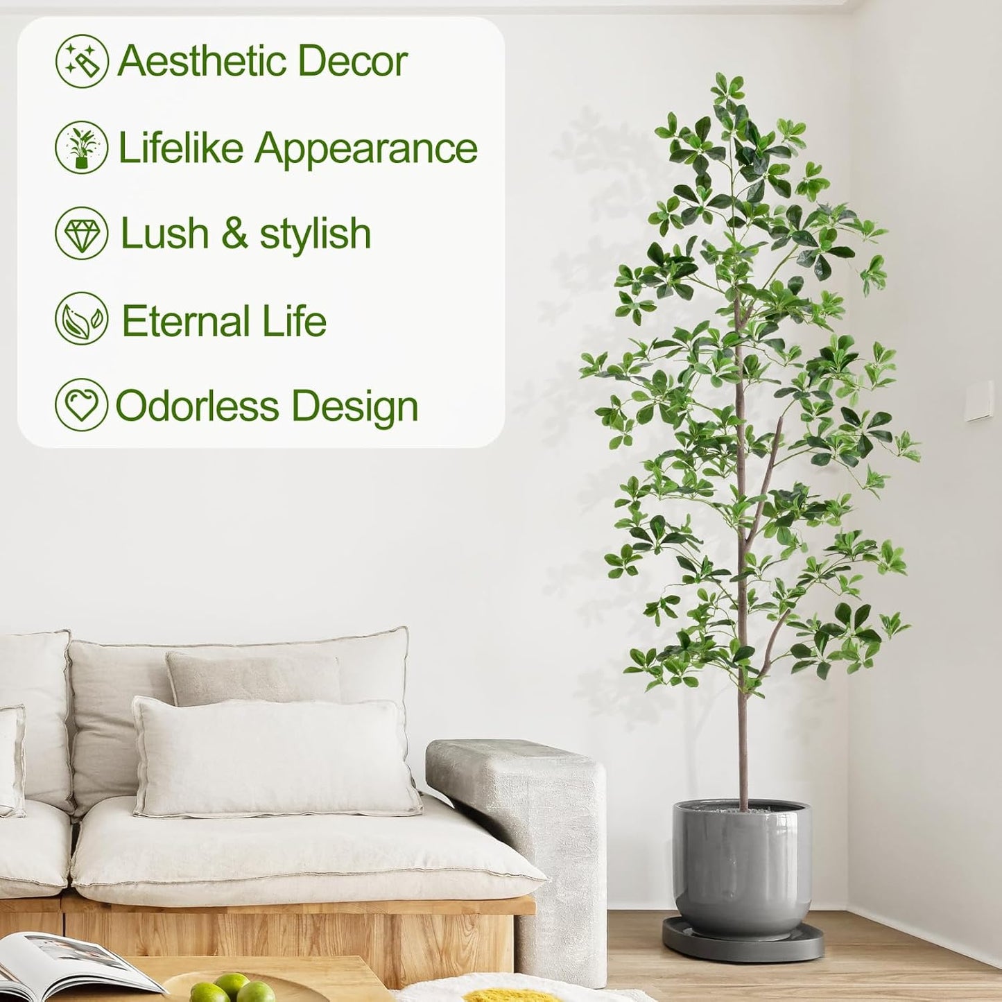 6ft Tall Artificial Black Olive Tree with 945 Lifelike Leaves, Tall Fake Greenery Olive Silk Plants Artificial Olive Tree Indoors in Pots, Faux Olive Tree for Living Room Office Decor