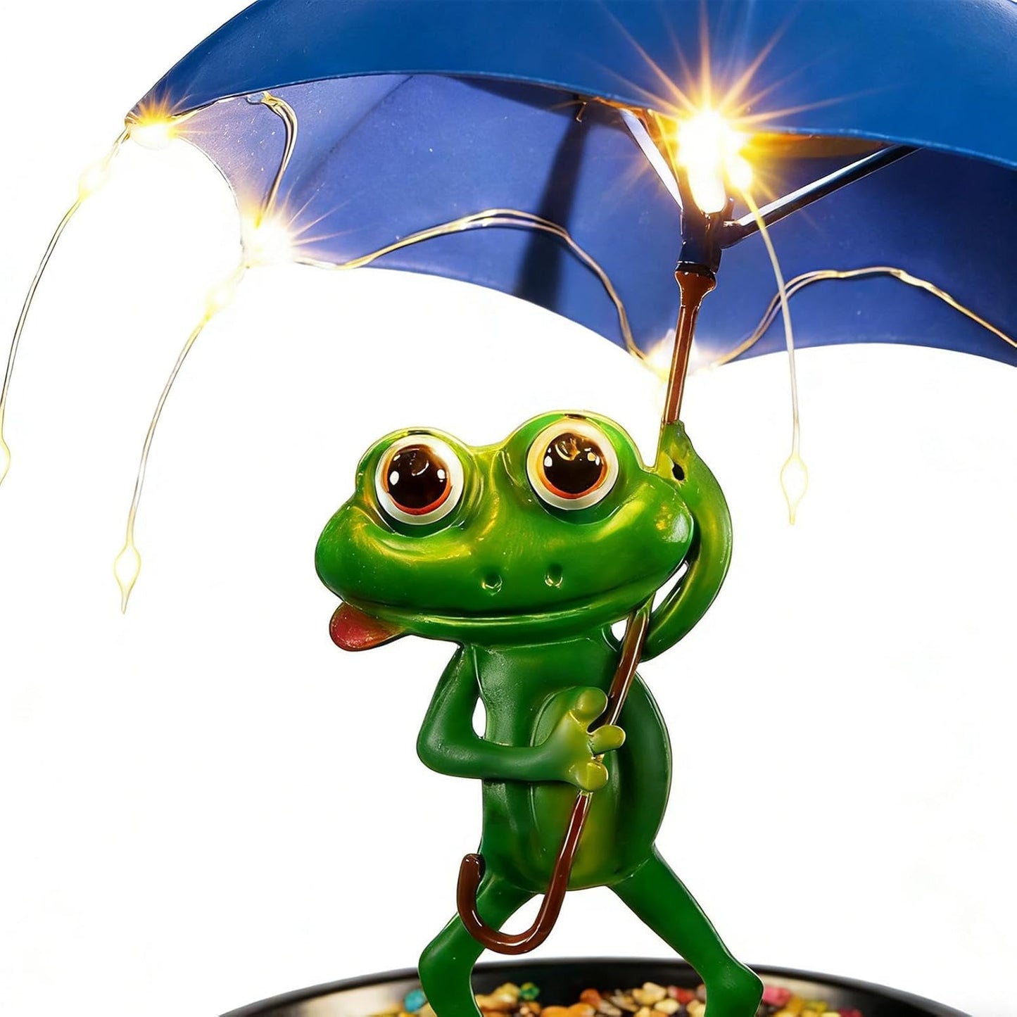 Decorative Solar Bird Feeder, Frog Design Stake Feeder, Outdoor Bird Feeders with Easy Install Feature, Garden Backyard Balcony Feeders for Patio Ground, Home Landscape Stake, Wildlife Accessory