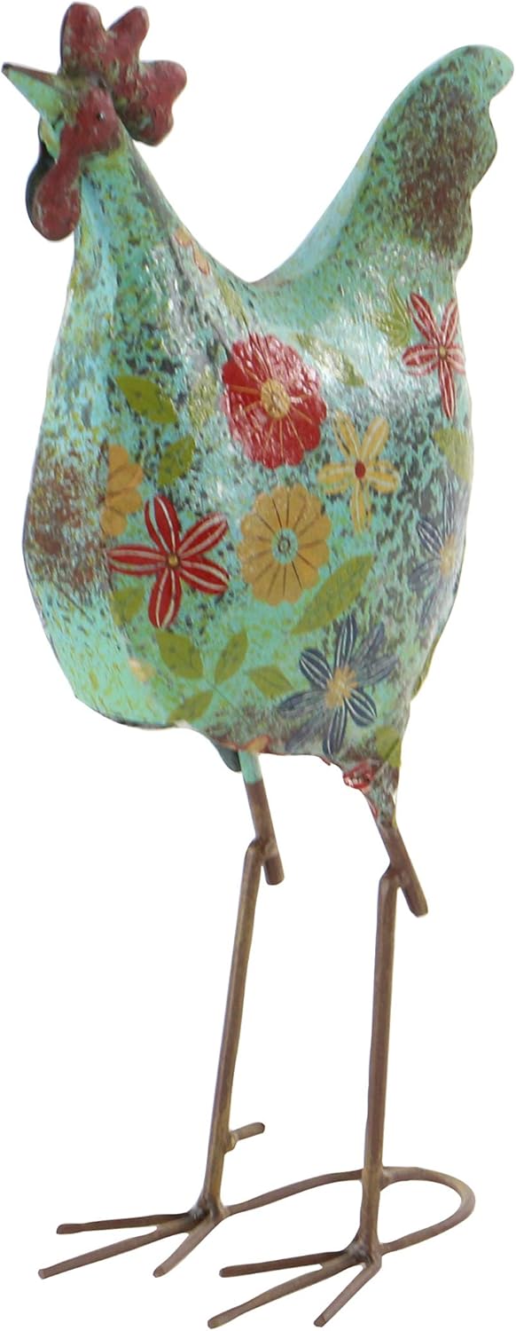 Deco 79 Metal Rooster Decorative Garden Sculpture Indoor Outdoor Distr