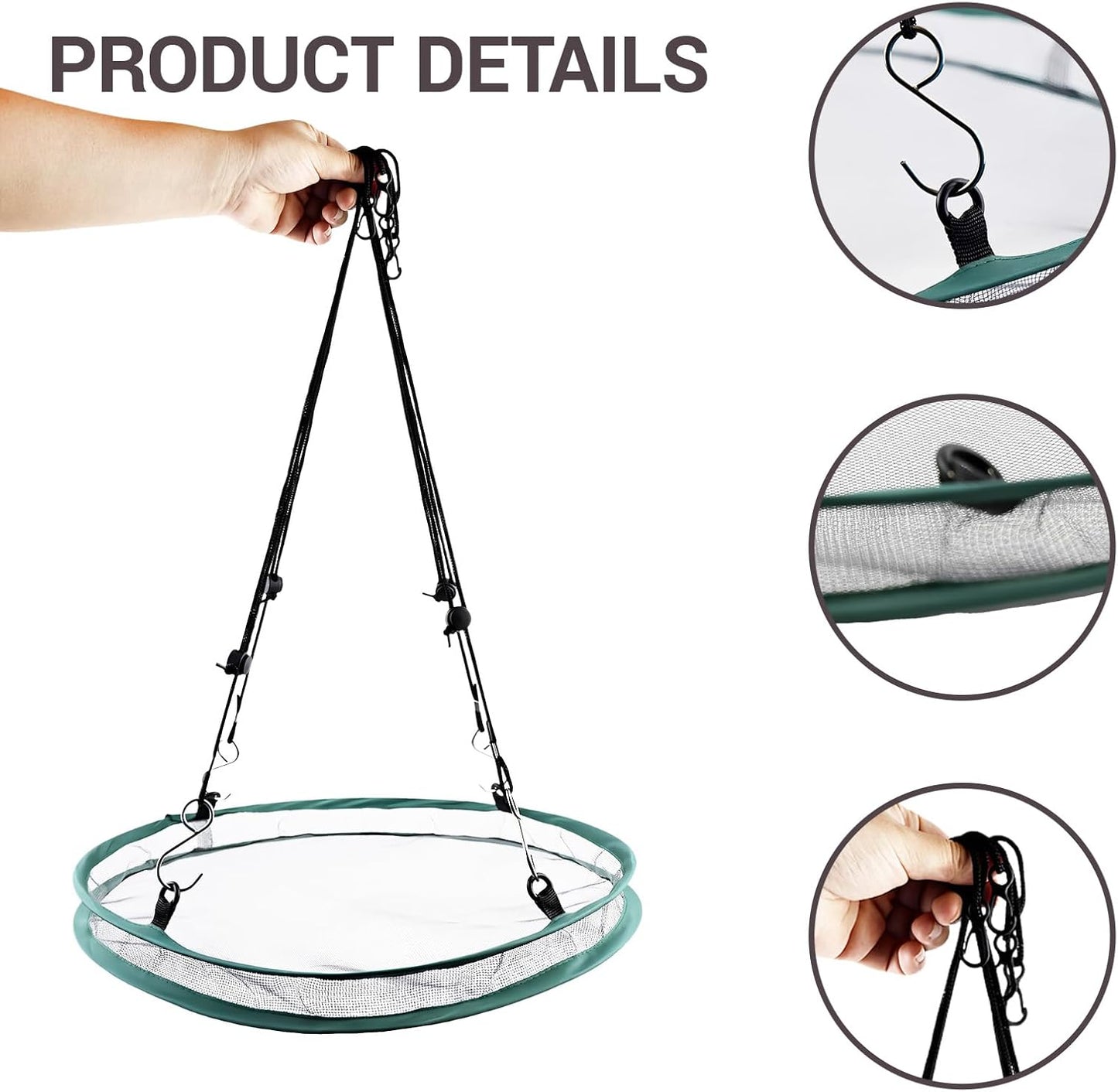 2 Pack Hanging Bird Feeder Tray – Platform Bird Feeder with Glass Fiber Mesh for Outdoors, Bird Feeders for Outdoors Hanging, Easy to Hang & Clean for Garden Yard