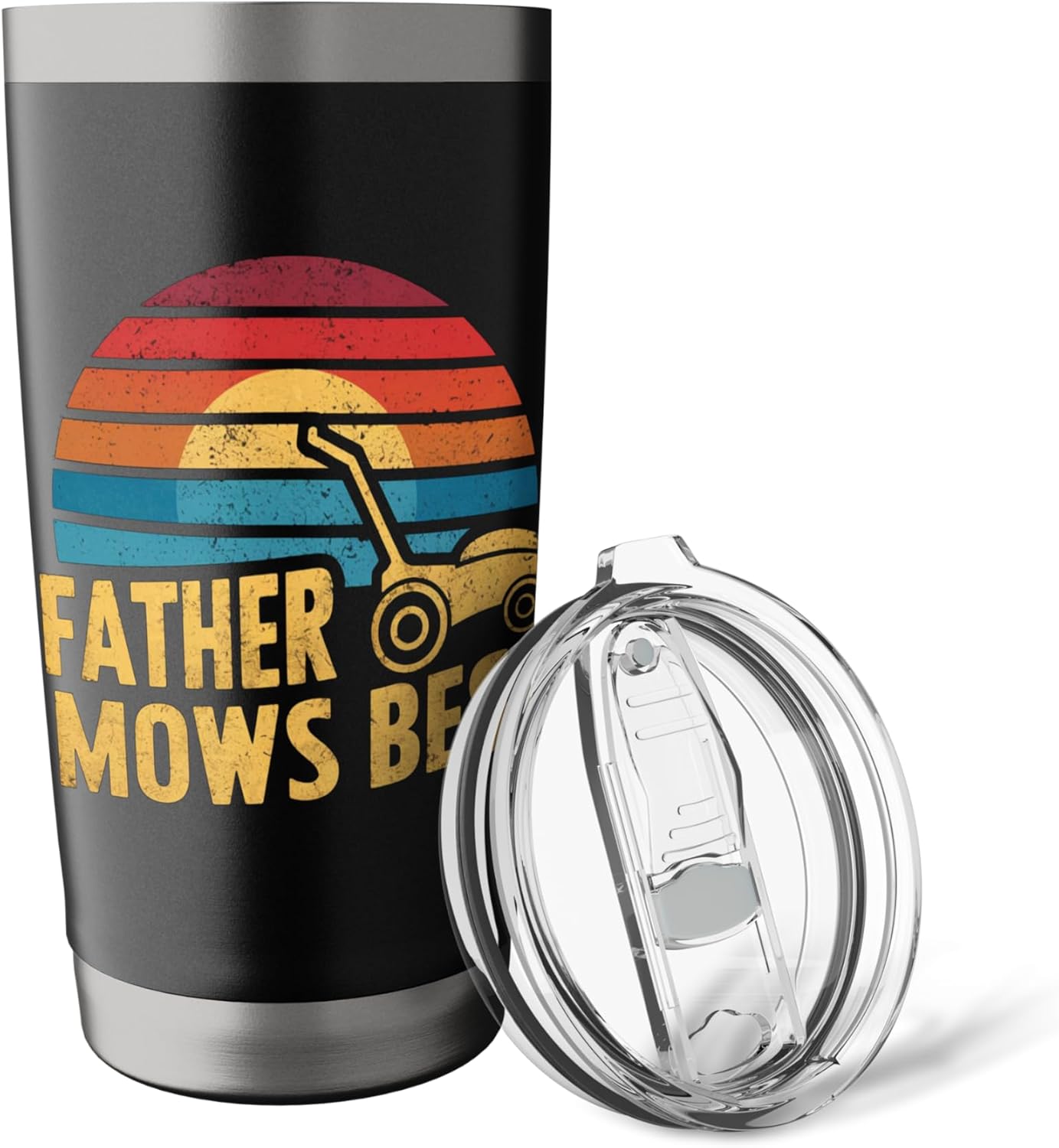 Father Mows Best Lawn Care Dad Mowing Vintage Father's Day Stainless Steel Insulated Tumbler