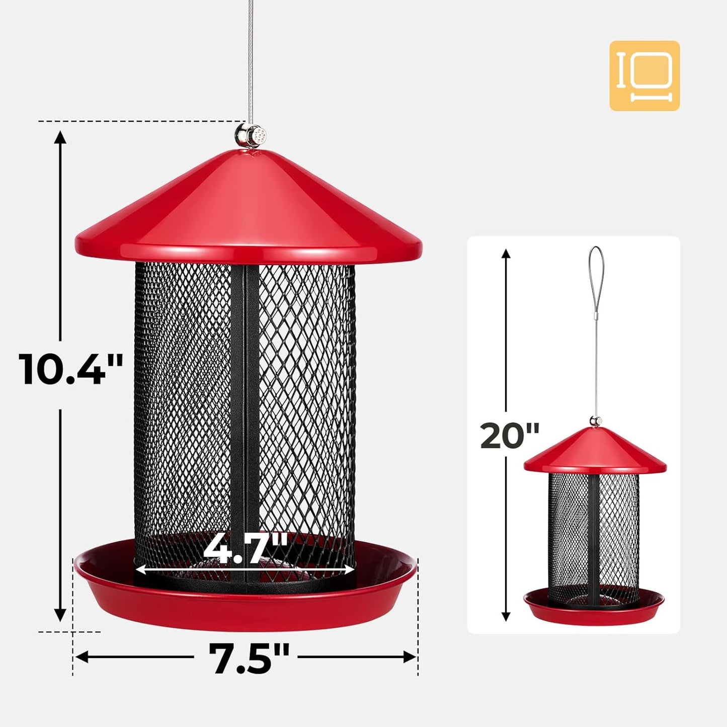 Veehoo Metal Bird Feeder for Outdoors-Dual Seed Chambers & Wild Bird F