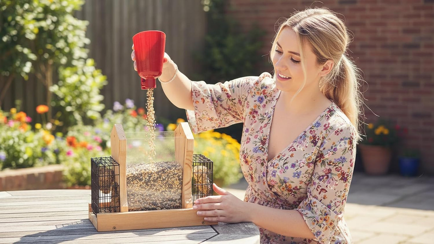 XL Hopper Bird Feeder for Outside - DIY Birdfeeder Kits for Adults to Build - Ranch Feeder W/Suet Cages - Heavy Duty 3/4" Red Cedar - Longtime Durability - 10 Lbs Compacity, 13" Size