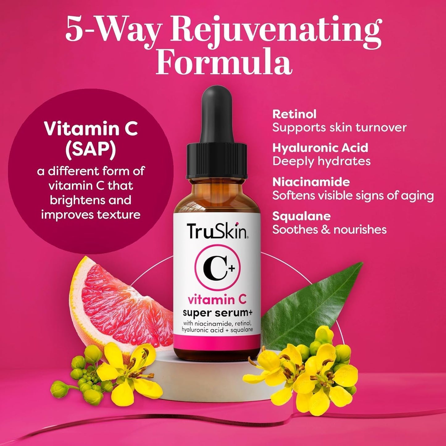 TruSkin Vitamin C Super Serum for Face - Five Skin Benefits in One Ser