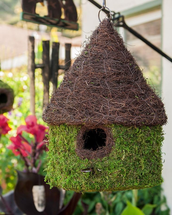 SuperMoss (56053) Bungalow Woven Birdhouse Medium, 9.5" by 10.5", Fresh Green