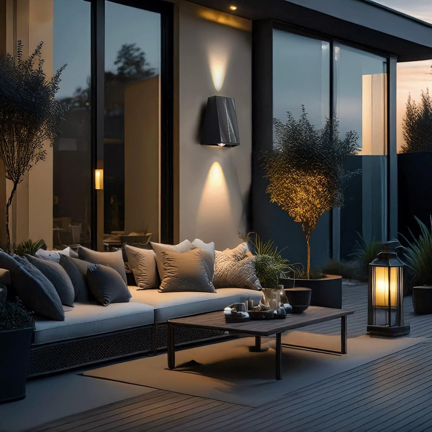 Outdoor Wall Sconce, Exterior Wall Light, Wall Lamp, Up Down Solar Motion Sensor Fixture for Garden Fence Patio Yard Garage Deck House Entryway Villa Facade Gate Driveway Cottage