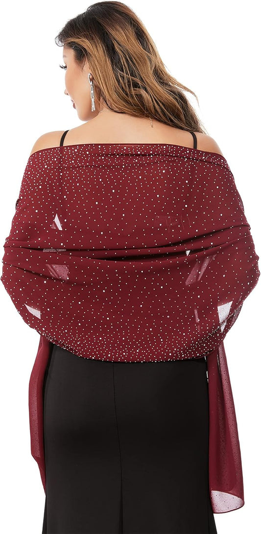 Shawls and Wraps for Evening Dresses Sheer Chiffon Women Elegant Soft 