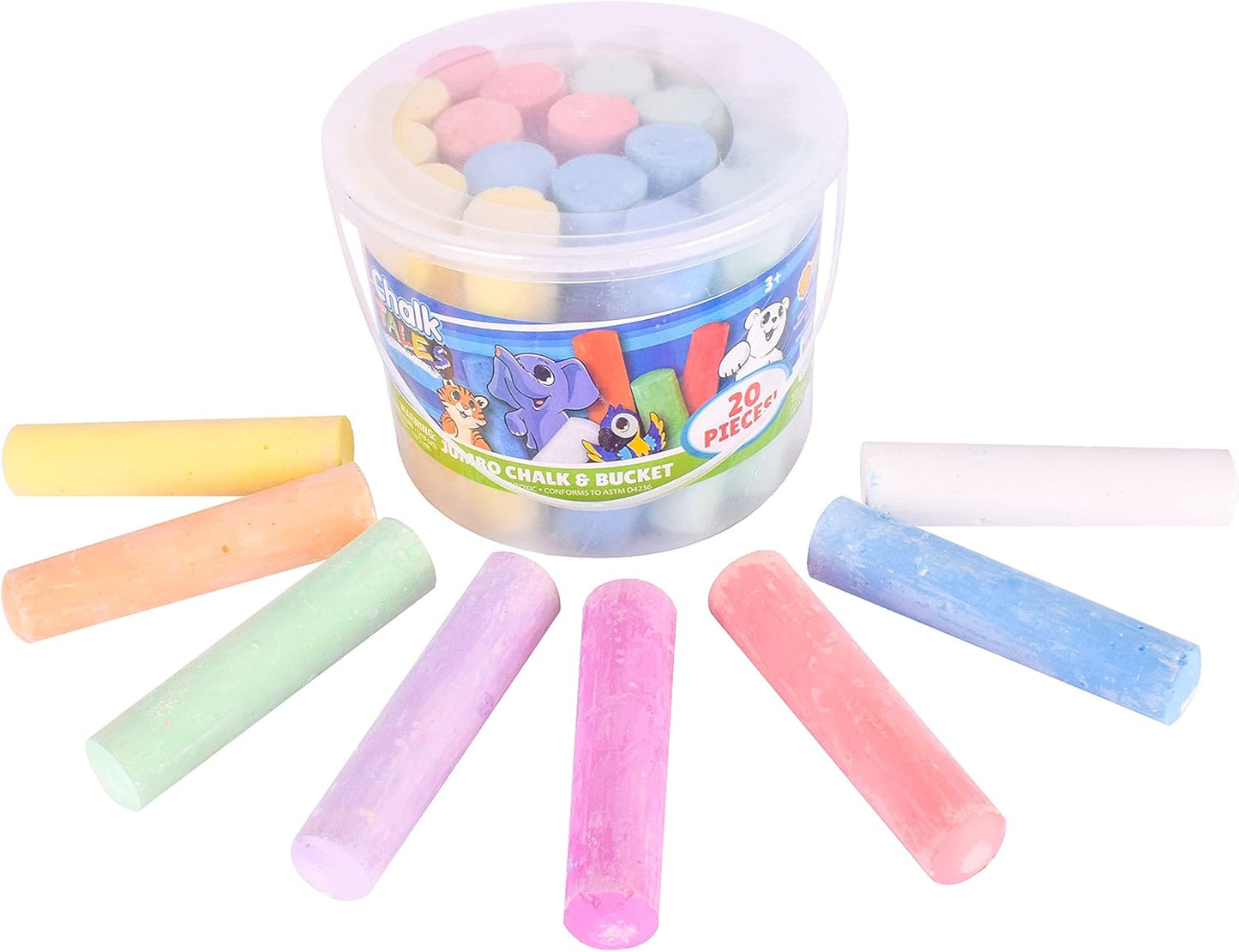 Sunny Days Entertainment Sidewalk Chalk Set for Kids with Storage, Was