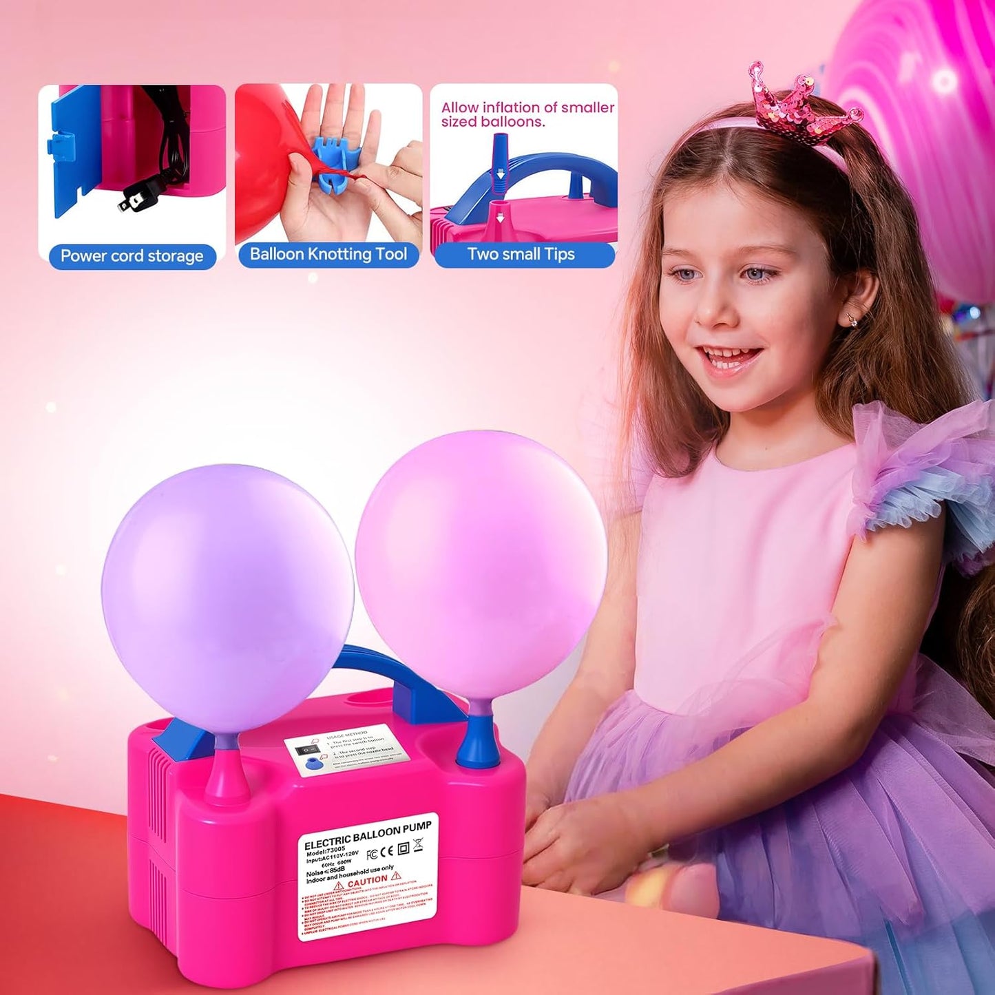 Electric Balloon Pump,110V 600W Portable Dual Nozzles Balloon Pump,Air