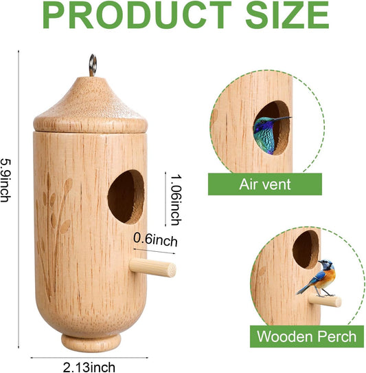 6Pcs Wooden Hummingbird House, 6 Inch Hummingbird Houses for Outside H