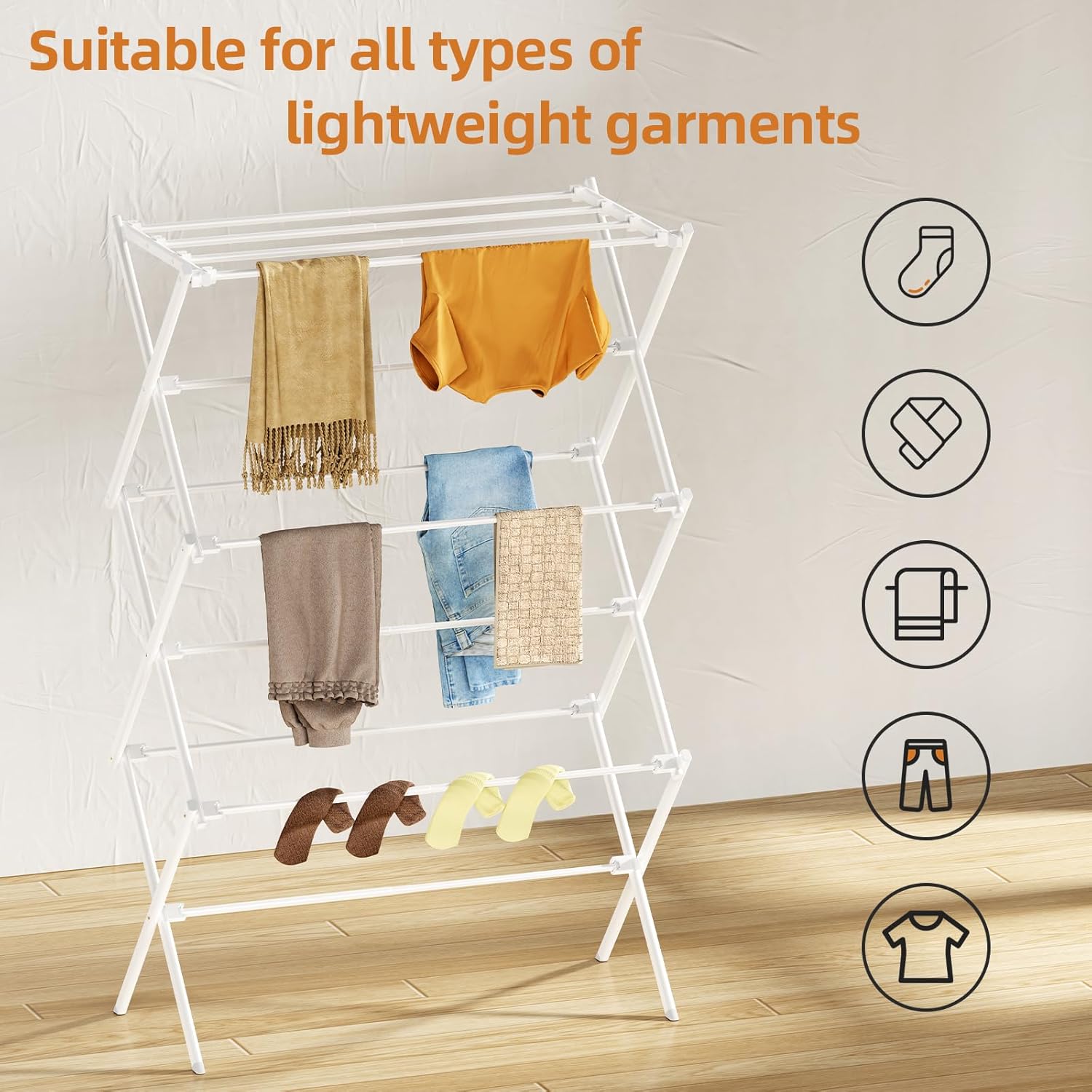 Drying Rack Clothing, 3-Tier Clothes Drying Rack Foldable, Antirust La