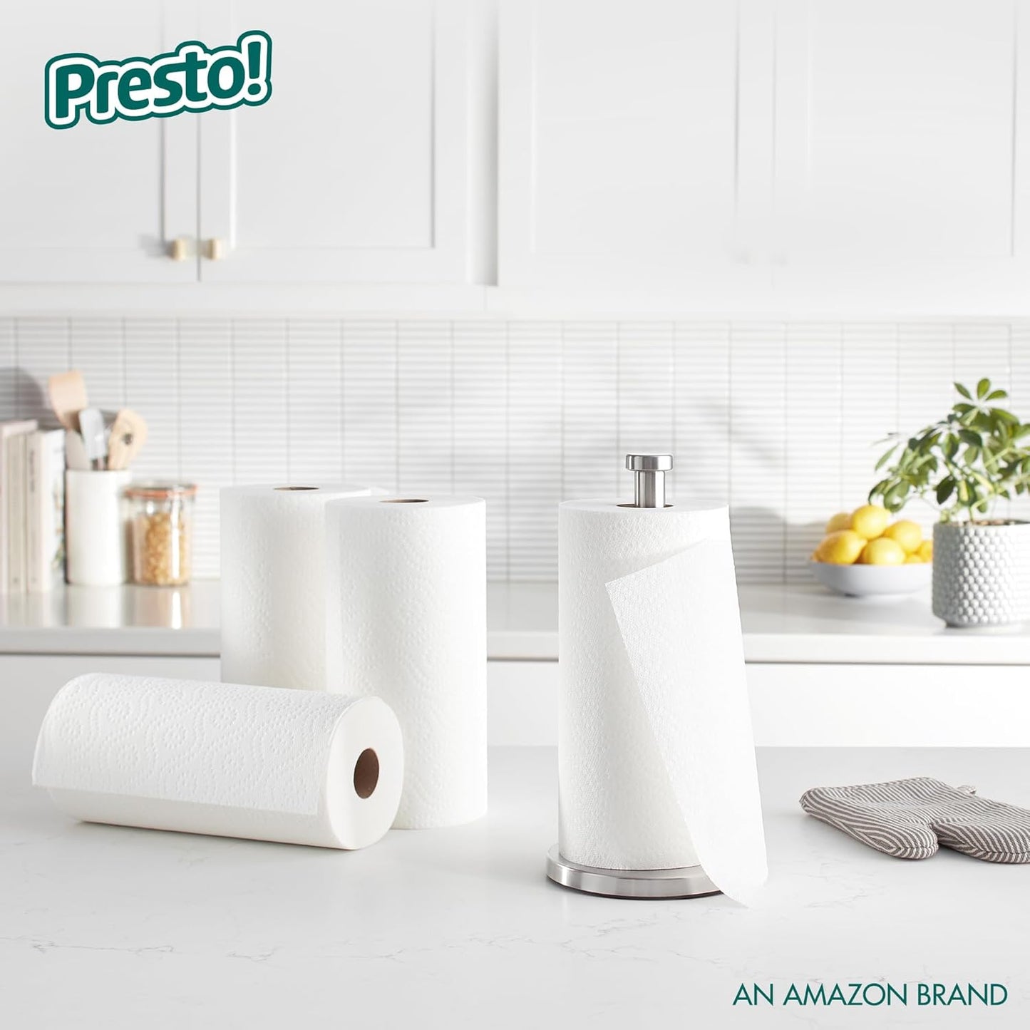 Amazon Brand - Presto! Ultra-Strong Premium Paper Towels, 158 Sheet Huge Roll - Flex-a-Size, 12 Rolls (2 Packs of 6), Equivalent to 38 Regular Rolls, White