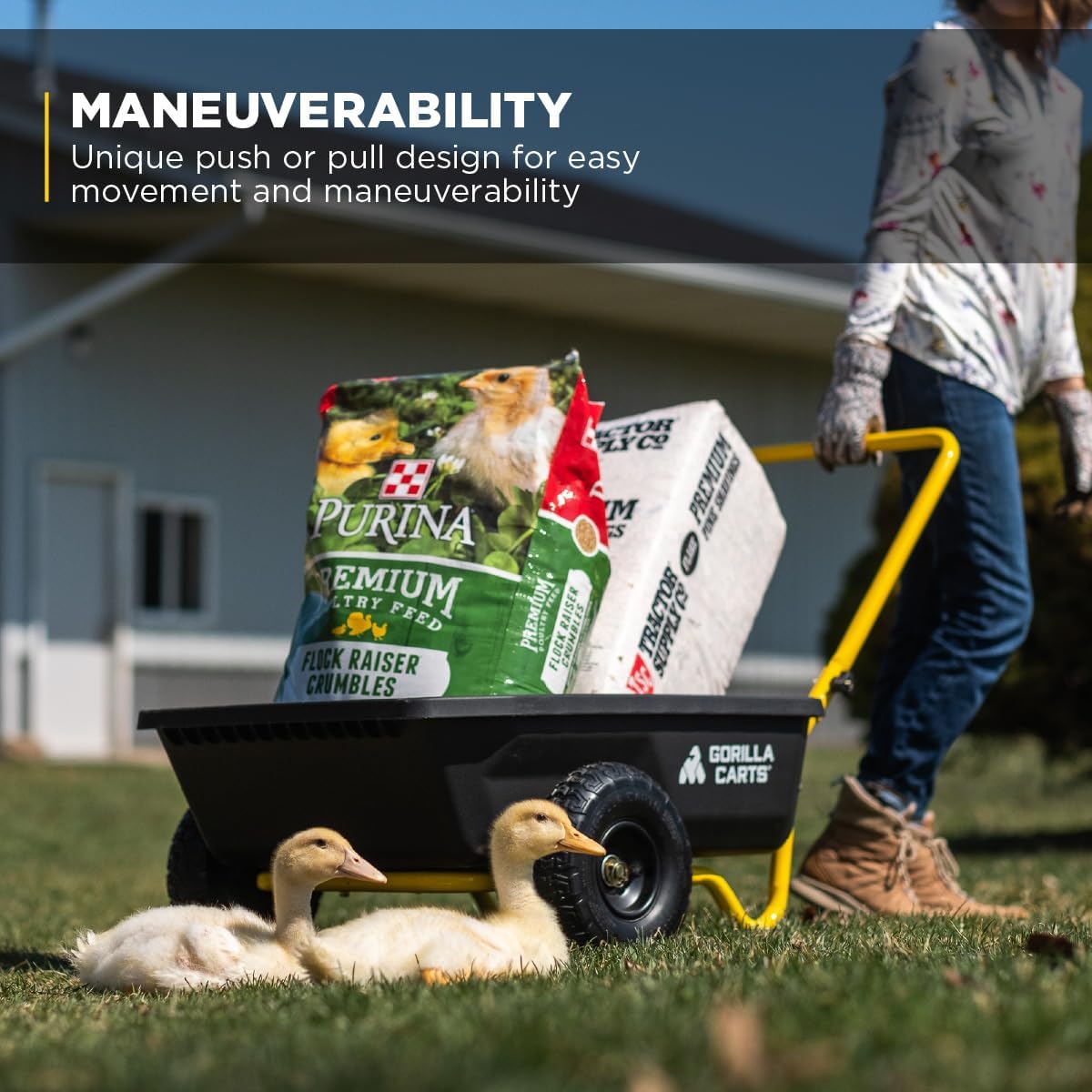 Gorilla Carts Heavy-Duty Dump Cart, Patented Quick-Release Dumping, Steel Frame, 600 lb Capacity, No-Flat 10-Inch Tires, Utility Wagon for Garden, Yard, Beach
