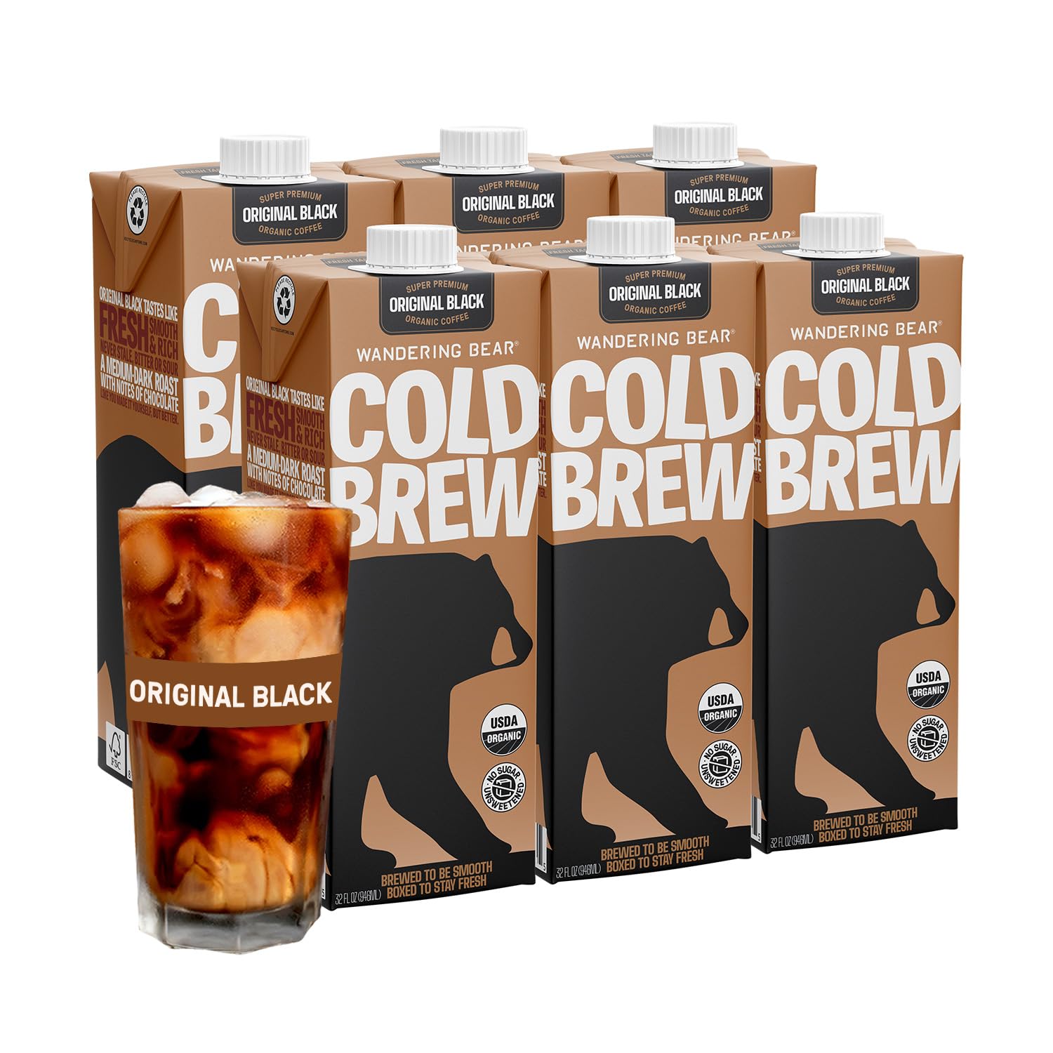 Wandering Bear Straight Black Organic Cold Brew Coffee - Extra Strong,