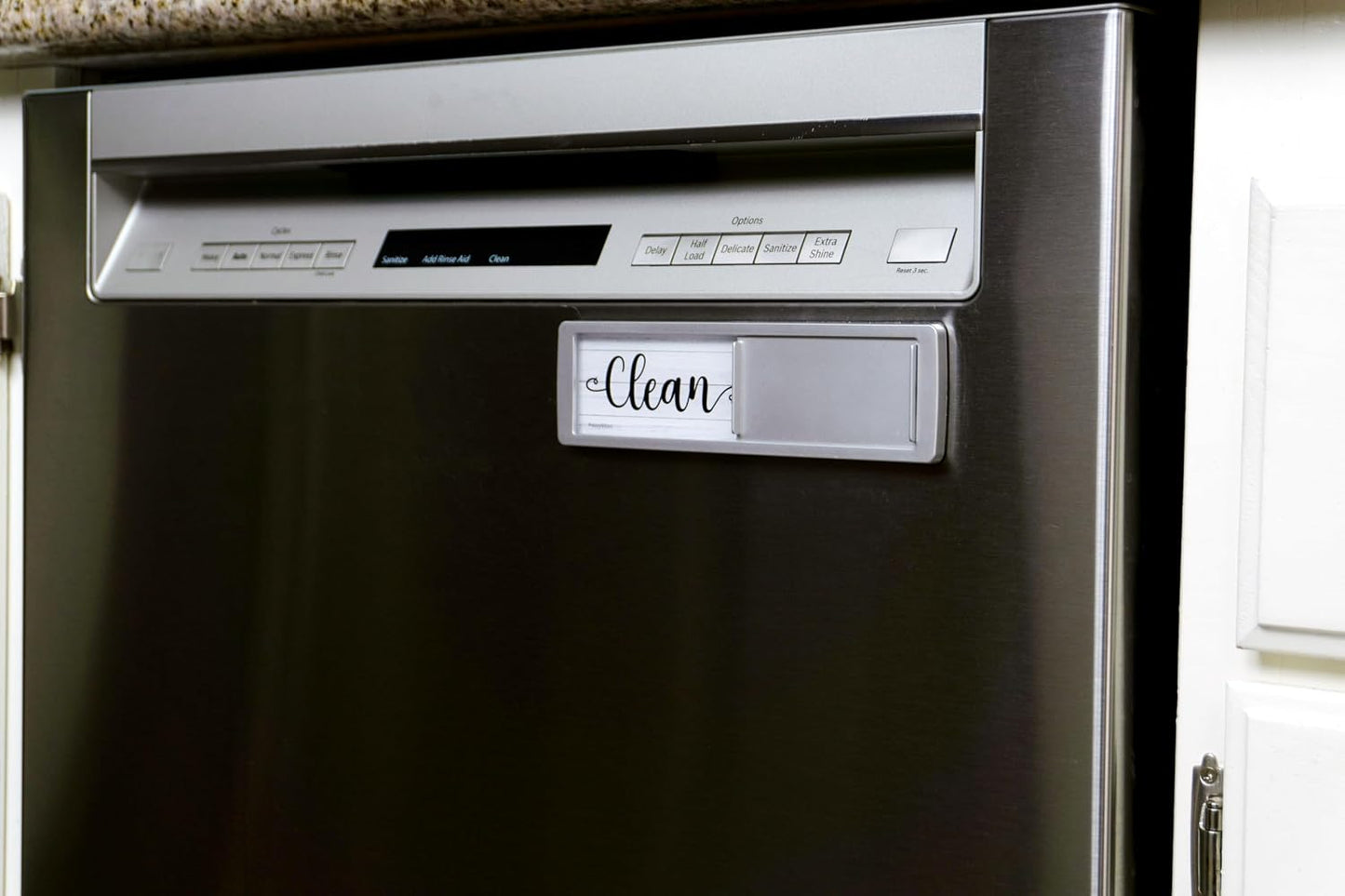Dishwasher Magnet Clean Dirty Sign - Magnetic Signs That Say Clean/Dirty - Optional Sticker Adhesive for Non-Metal Stainless Steel Dish Washers - Dark Farmhouse