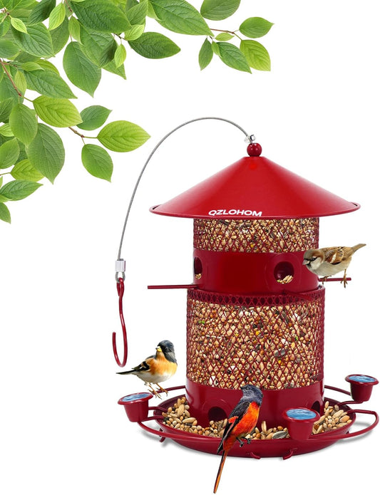 Outdoor Metal Bird Feeder, Hanging 360-Degree Feeding with Large Capac