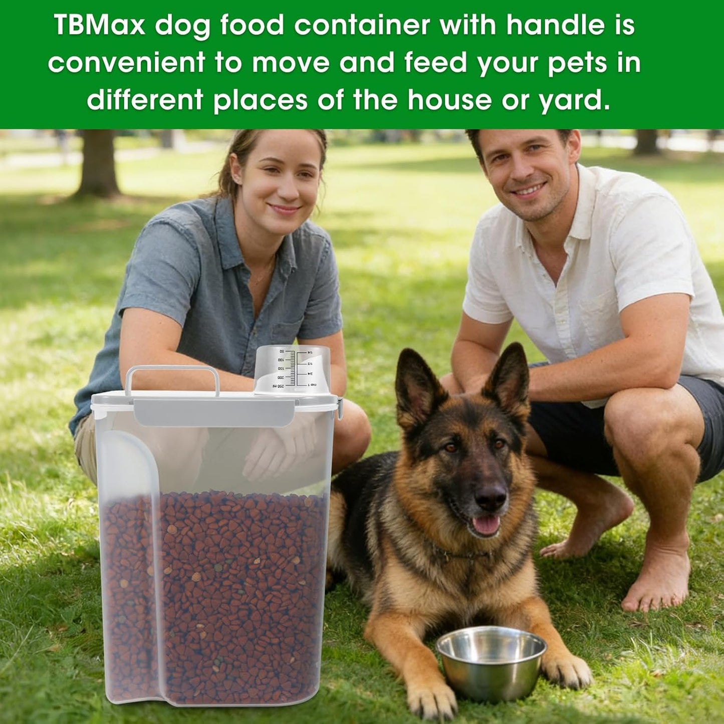 TBMax 10 lbs Cat Dog Food Storage Container, 2026 Upgraded Large Pouring Container for Pet Food Storage, Bird Seed Dispenser, Portable Travel Kibble Holder -Light Grey