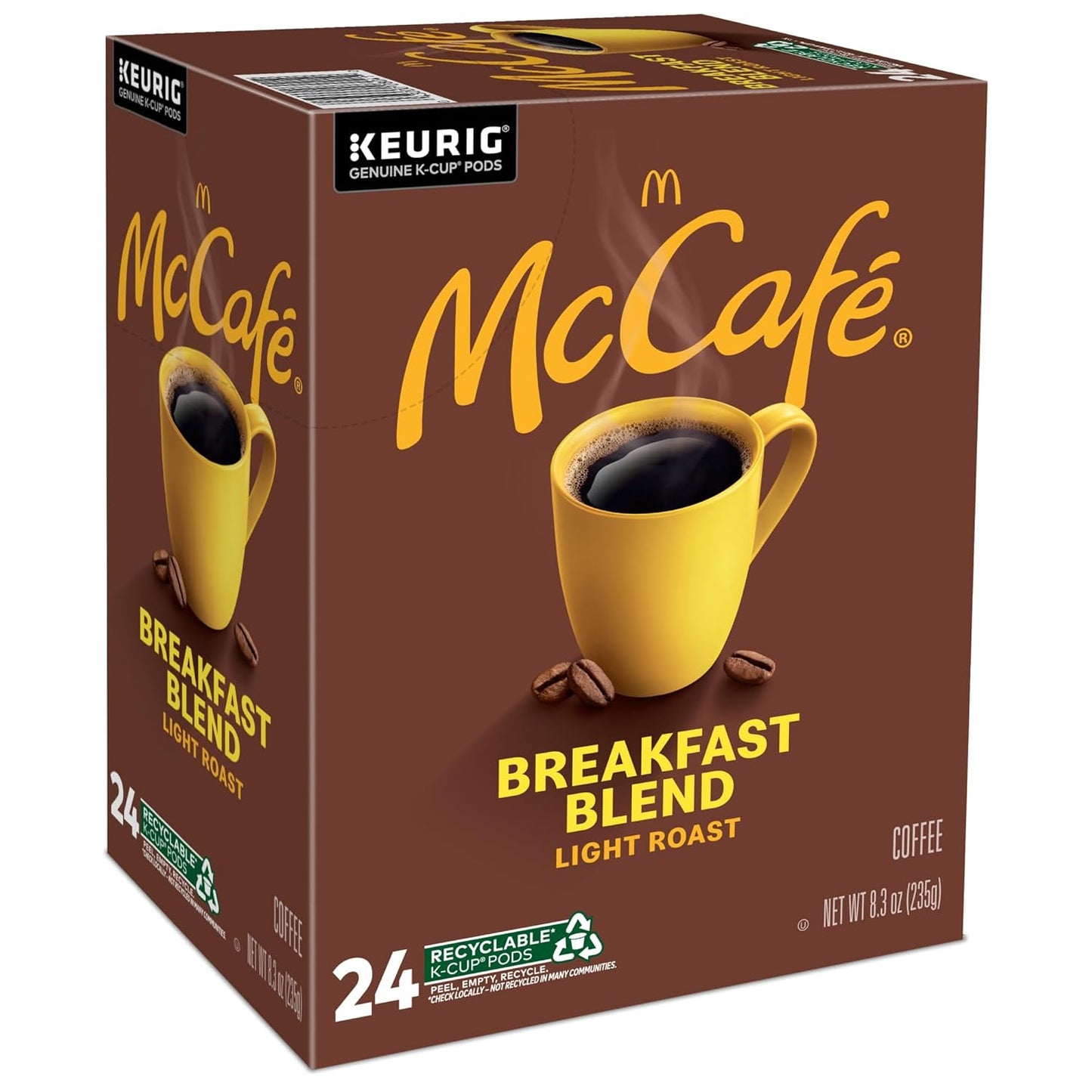 McCafe Breakfast Blend Coffee, Keurig Single Serve Keurig K-Cup Pods, Light Roast, 96 Count (4 Packs of 24)
