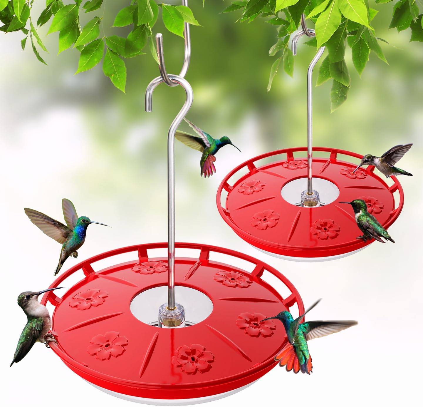 Kingsyard 2 Pack 16 OZ Hummingbird Feeders for Outdoors Hanging, 6 Bee