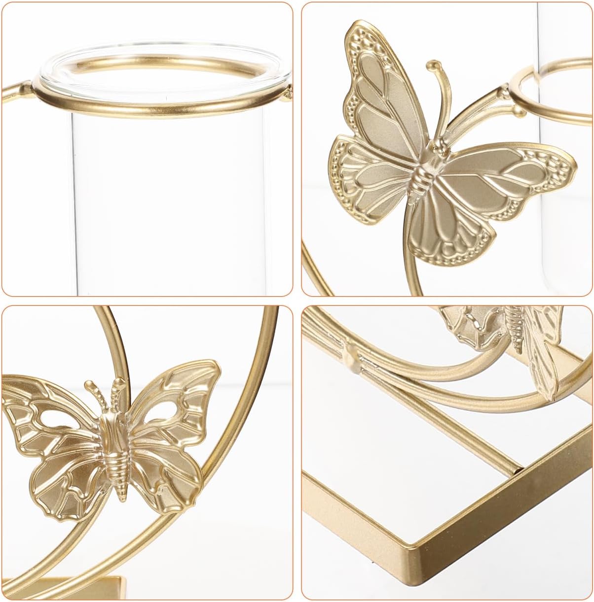 Hydroponic Flower Pot Clear Glass Vase with Butterfly Pattern 8.26X7.87X2.95In Decorative Desktop Planter for Home Wedding Party Centerpiece