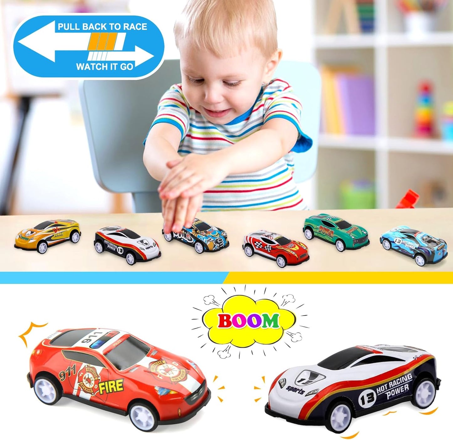 28 pcs Pull Back Cars Toys for Kids, Party Favors Treasure Box for Classroom Prizes Mini Vehicles Race Cars Toys Bulk Xmas Gifts Pinata Goodie Bag Stocking Stuffers for Boys Girls Toddlers