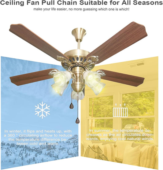 4 Pack Bronzed Ceiling Fan Pull Chain Extension, 12 Inches Classic Drop Shaped Pendant Pull Chains for Ceiling Fans and Lights, Decorative Fan Pulls Extenders with Connector (2 light and 2 fan)