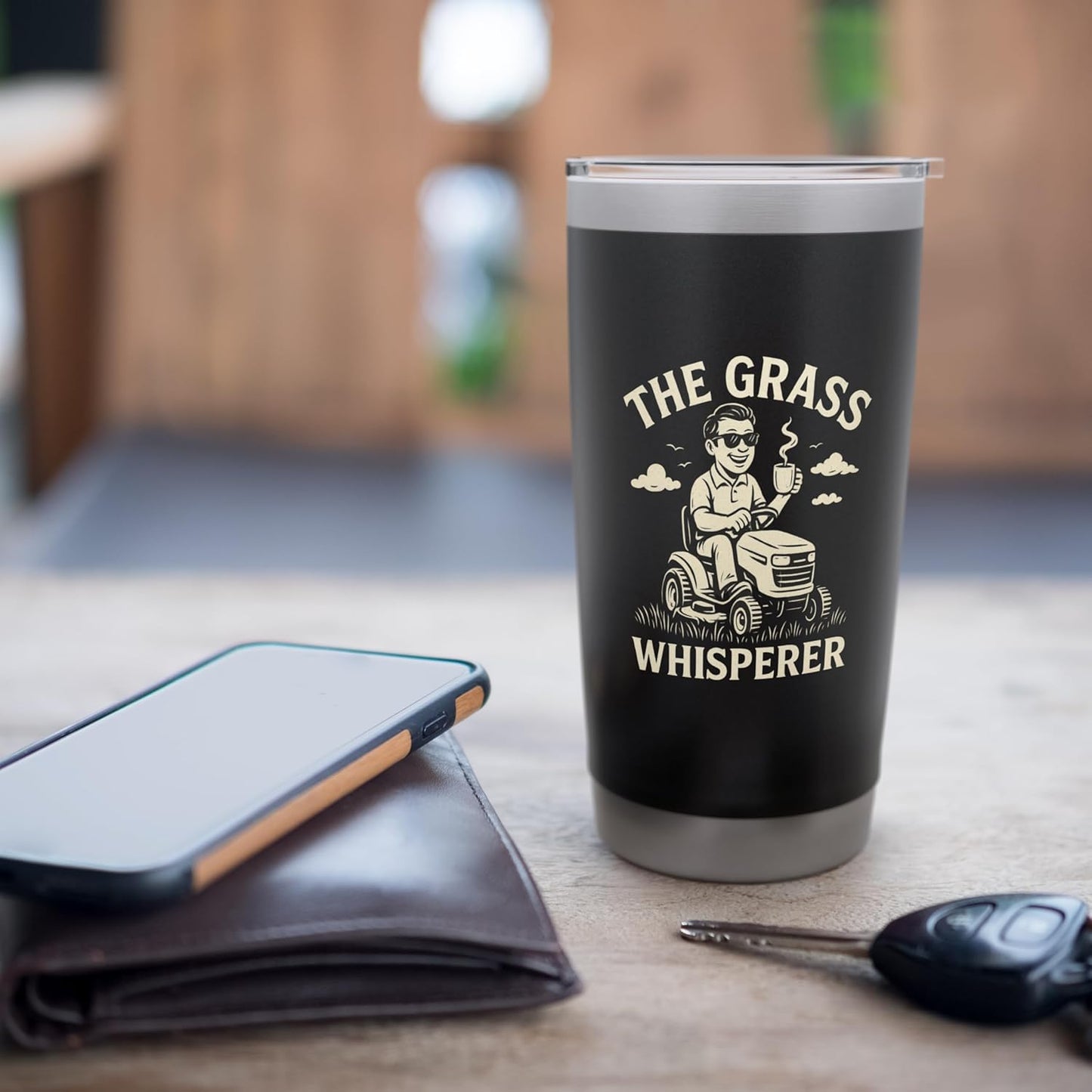 The Grass Whisperer Lawn Mowing Humor Stainless Steel Insulated Tumbler