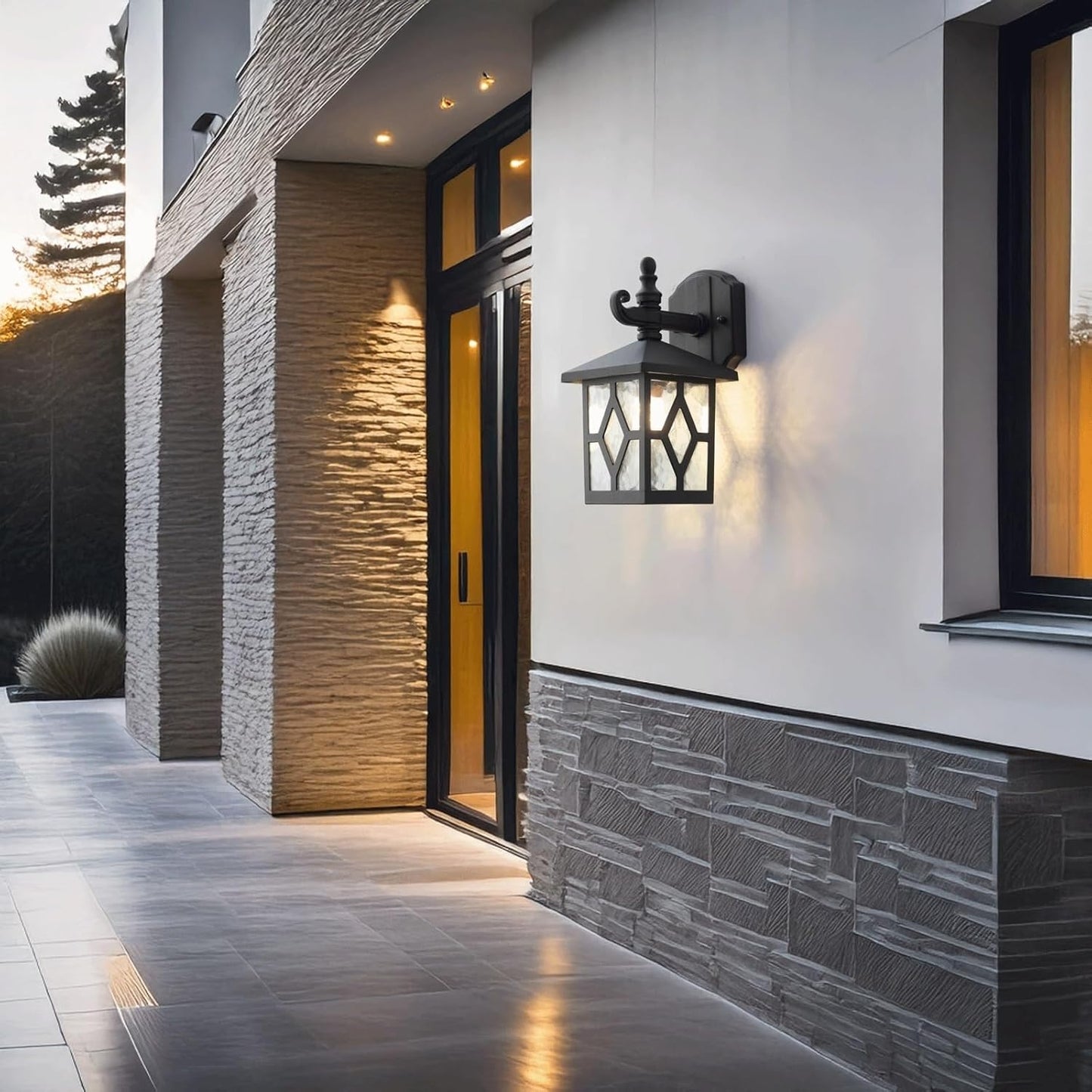 Solar Outdoor Wall Sconce LED Exterior Wall Lamp Aluminum Outdoor Wall Light Dusk to Dawn Solar Wall Lantern Waterproof Porch Lighting Fixture for Patio Garden Garage Deck Cottage