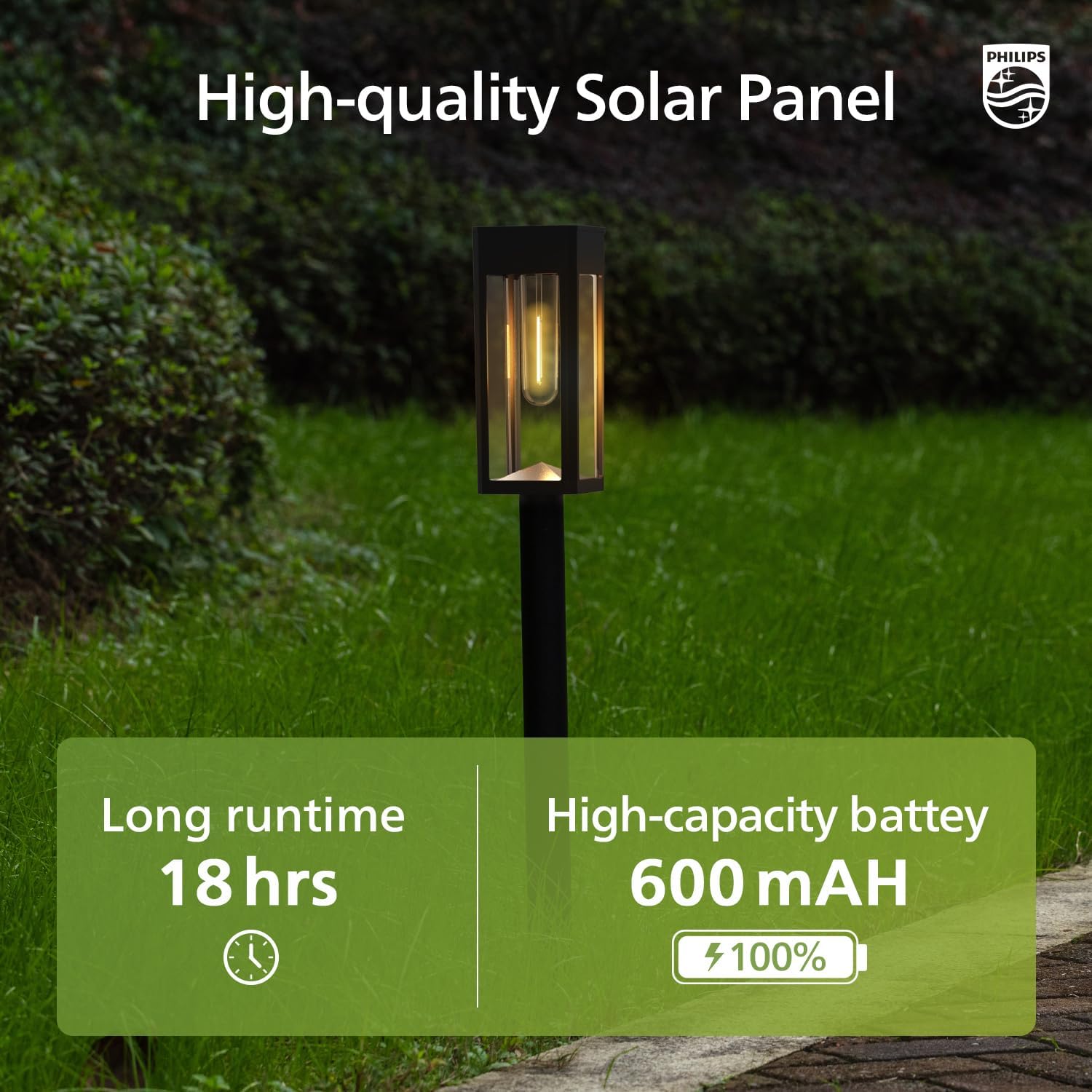 Philips 8 Packs Solar Pathway Lights Outdoor, Glass Metal Led Garden L
