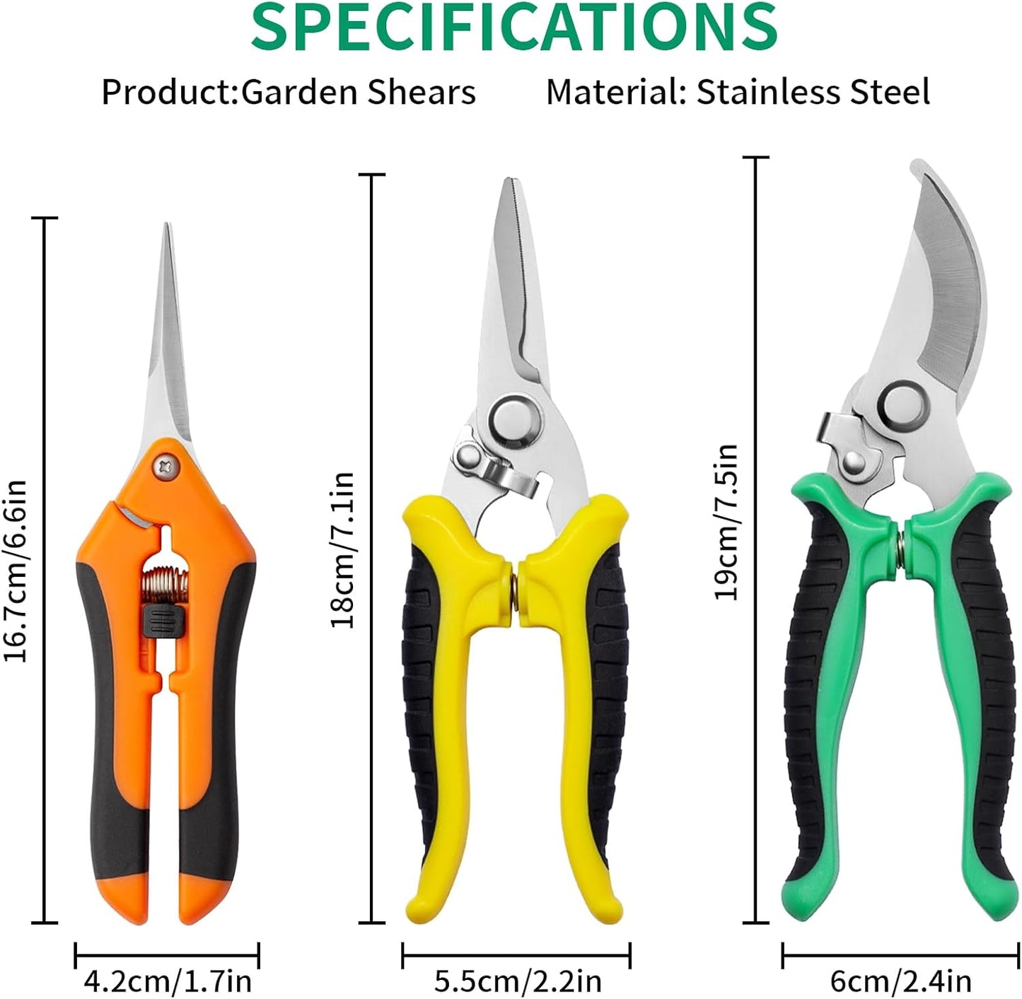 Garden Pruning Shears 3 Pack Gardening Shears Garden Scissors Stainles