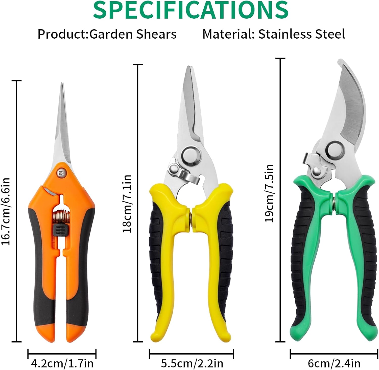Garden Pruning Shears 3 Pack Gardening Shears Garden Scissors Stainles