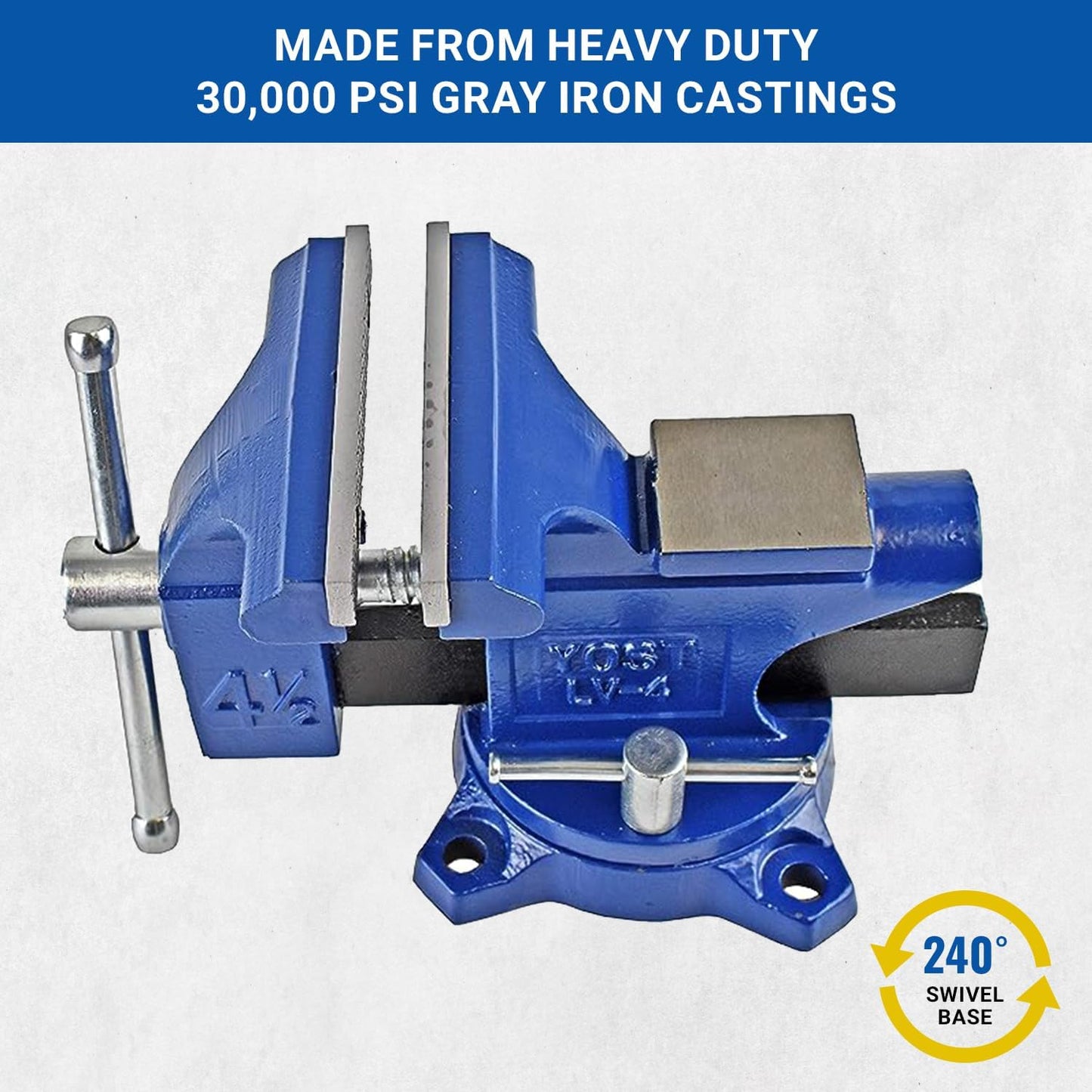 Yost Vises LV-4 Homeowner's Vise | 4.5 Inch Jaw Width with a 3 Inch Ja