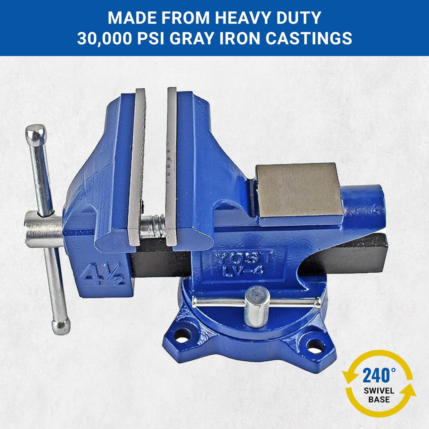 Yost Vises LV-4 Homeowner's Vise | 4.5 Inch Jaw Width with a 3 Inch Ja