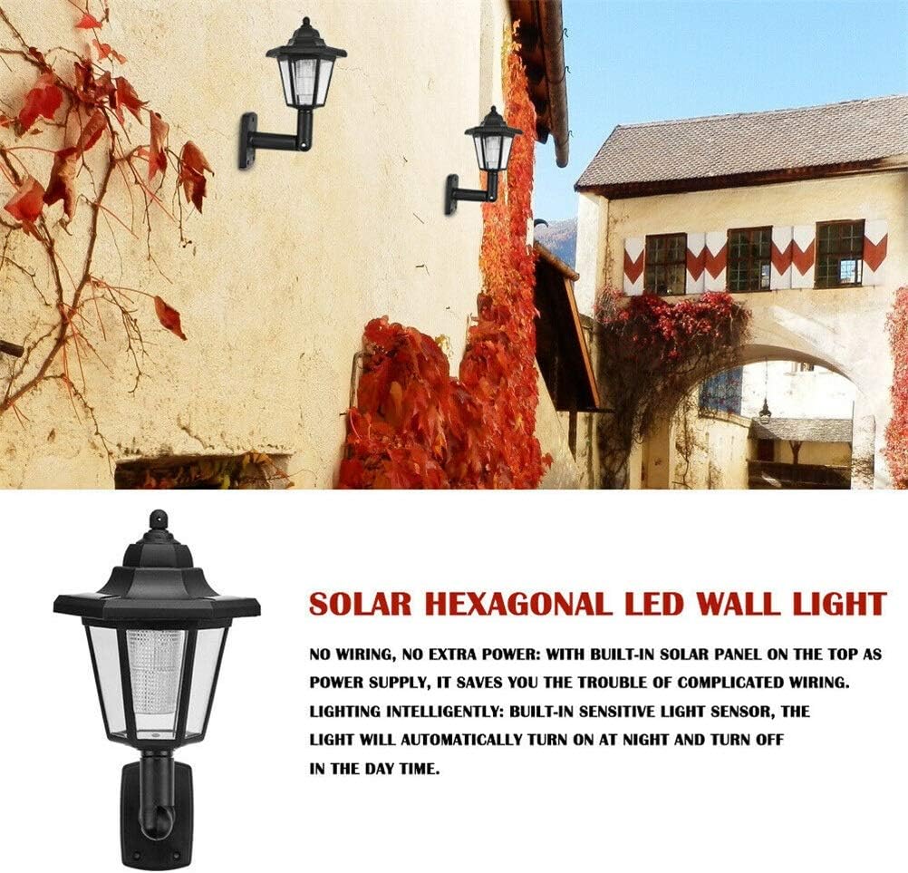 Garden Lights Outdoor Solar Light Waterproof Power Hexagonal LED Lawn Lamp Pathway Courtyard Landscape Lamps(1pcs Wall Light)