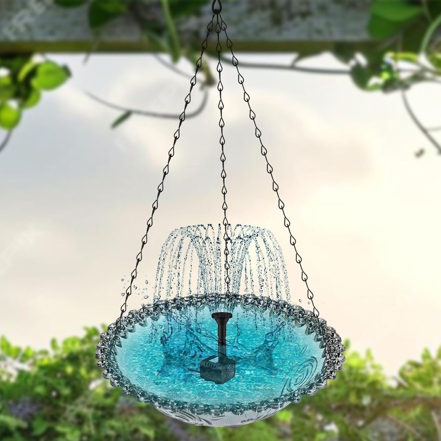 Decorative Solar Power Bird Bath Bowl for Garden Yard Balcony Birdwatching Bath Tray for Nature Lover